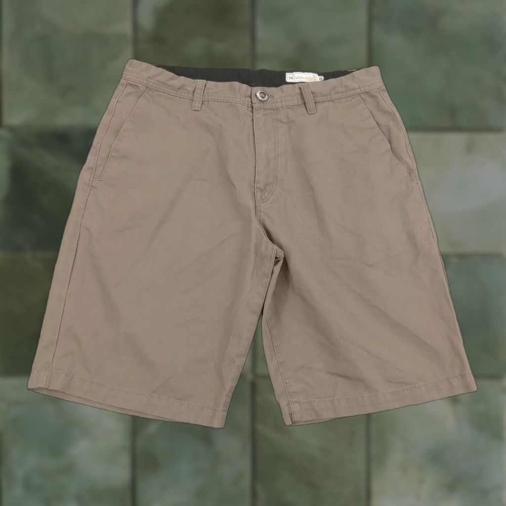 Volcom Volcom Mens Shorts 29 Brown Flat Front Chino Casual Stretch Pockets Size US 29 - 1 Thumbnail