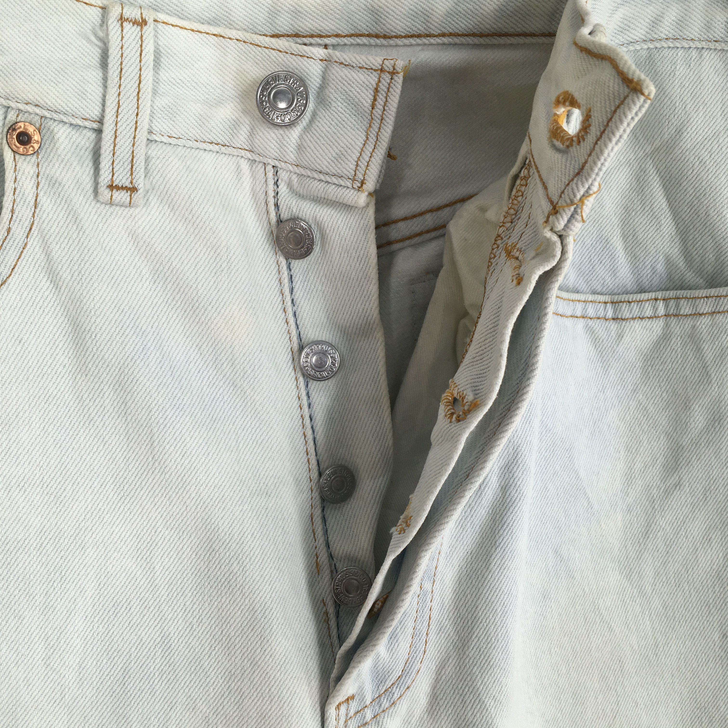 Levi's Size 29x27 Vintage 90s Levi's 501 Pale Blue Jeans S1932 Size US 29 - 6 Thumbnail