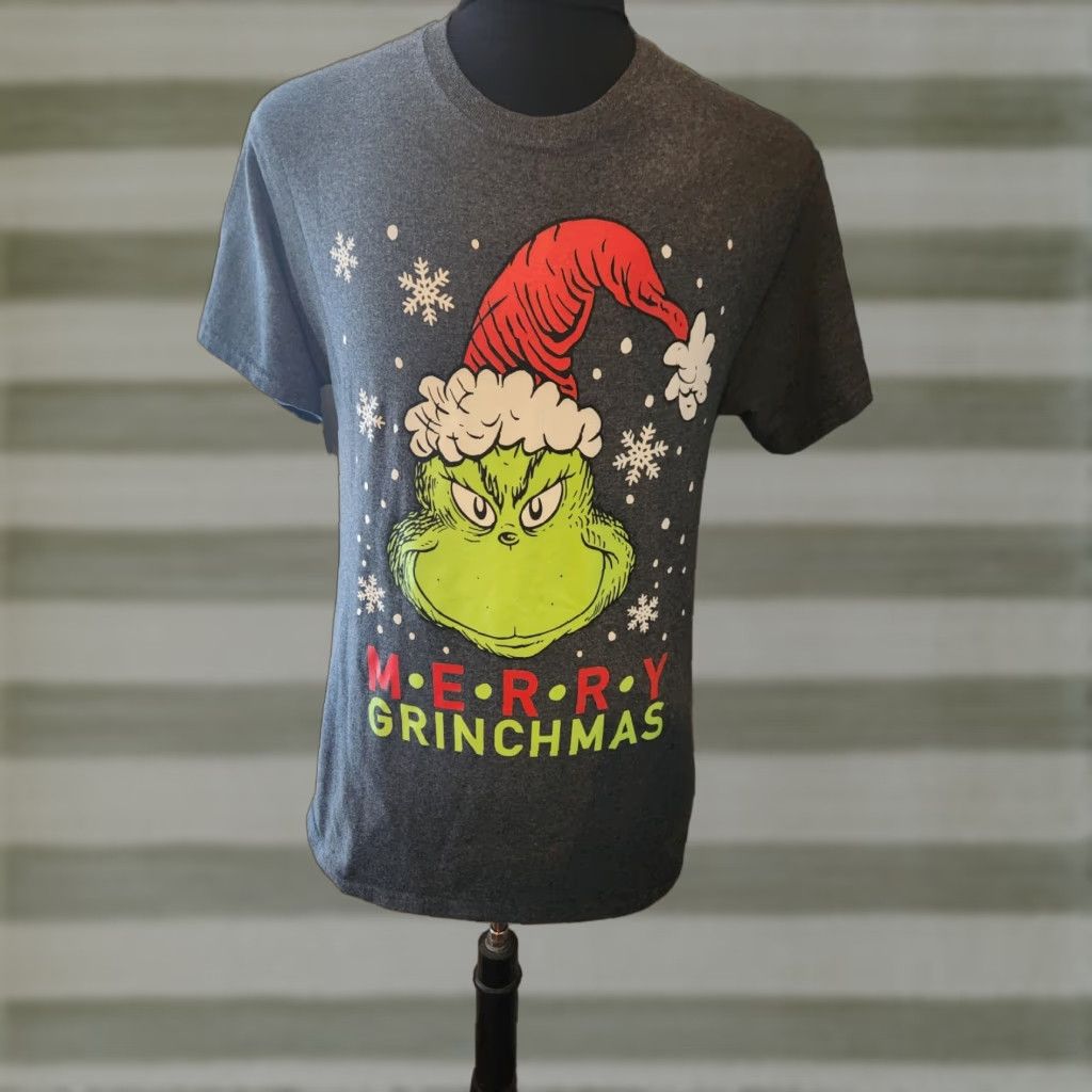 Vintage Dr Seuss The Grinch Merry Grinchmas Gray Short Sleeve T-Shirt Size Medium Size US M / EU 48-50 / 2 - 1 Thumbnail