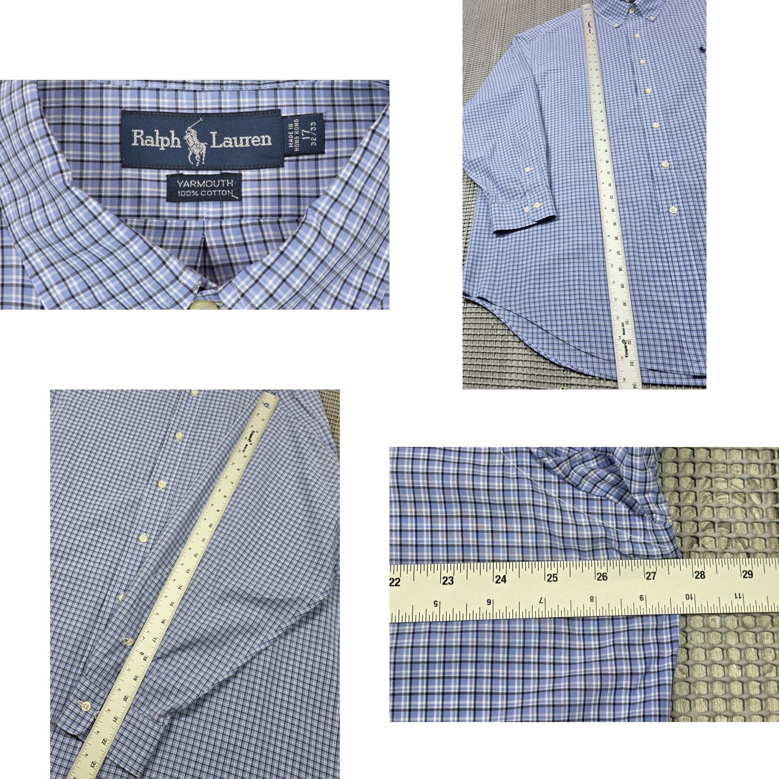 Polo Ralph Lauren VINTAGE Polo Ralph Lauren Shirt 90s Plaid Button-Up Long Sleeve 17-32/33 Blue Men's Size US XL / EU 56 / 4 - 8 Thumbnail