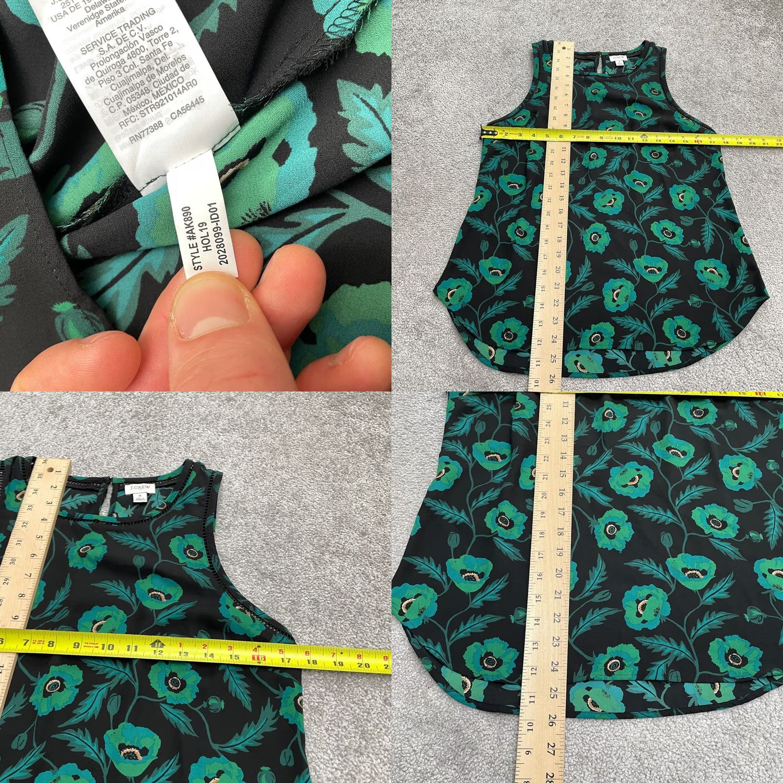 J.Crew VINTAGE J.CREW Halter Tank Top Blouse Womens 4 Black Green Floral Casual Summer Tropical Size S / US 4 / IT 40 - 8 Thumbnail