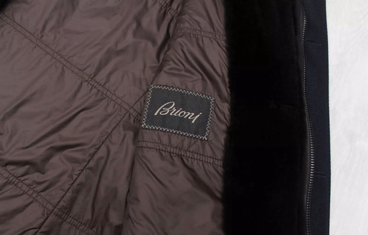 Brioni BRIONI Luxury Wool Long Navy Fur Collar Coat Overcoat fit XL Size US XL / EU 56 / 4 - 14 Thumbnail