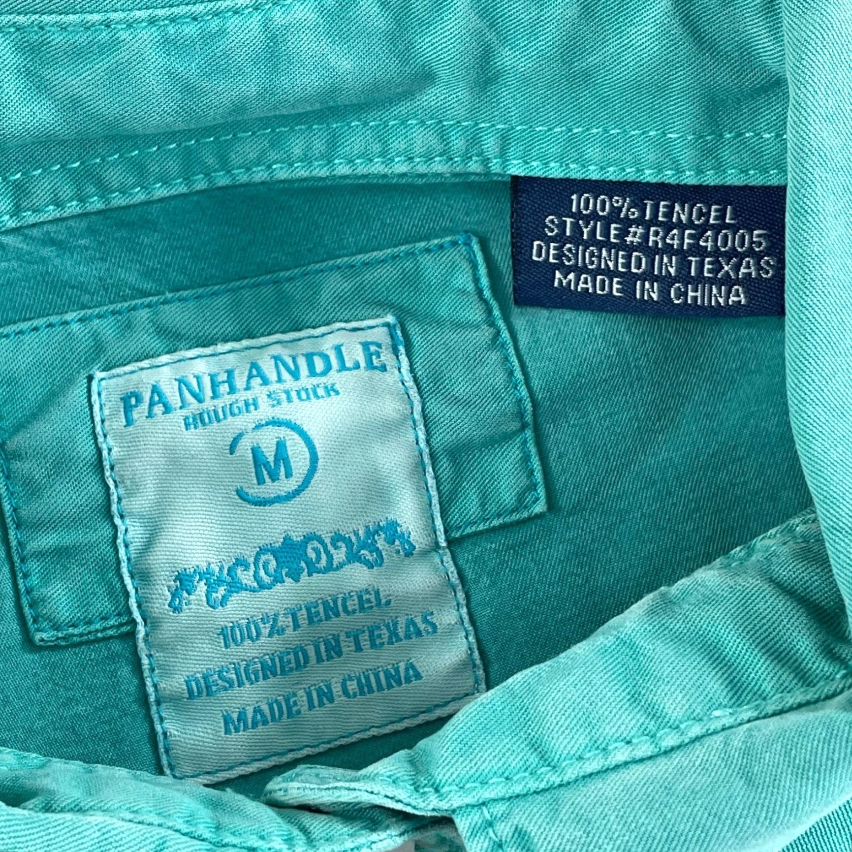 Vintage Panhandle Slim Panhandle Rough Stock Cowboy Shirt Women M Light Turquoise Pearl Snap NWT Size M / US 6-8 / IT 42-44 - 2 Thumbnail