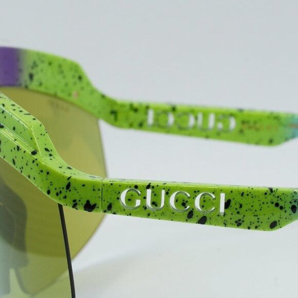Gucci GG1477S 001 Sunglasses Violet Shaded Green Shield