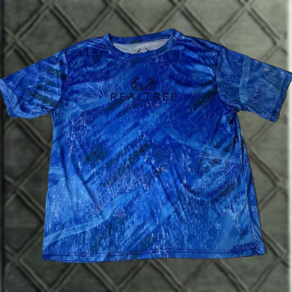 Realtree Realtree Fishing Staghorn T-Shirt Mens Short Sleeve Blue Camo Wave Size L Size US L / EU 52-54 / 3 - 1 Thumbnail