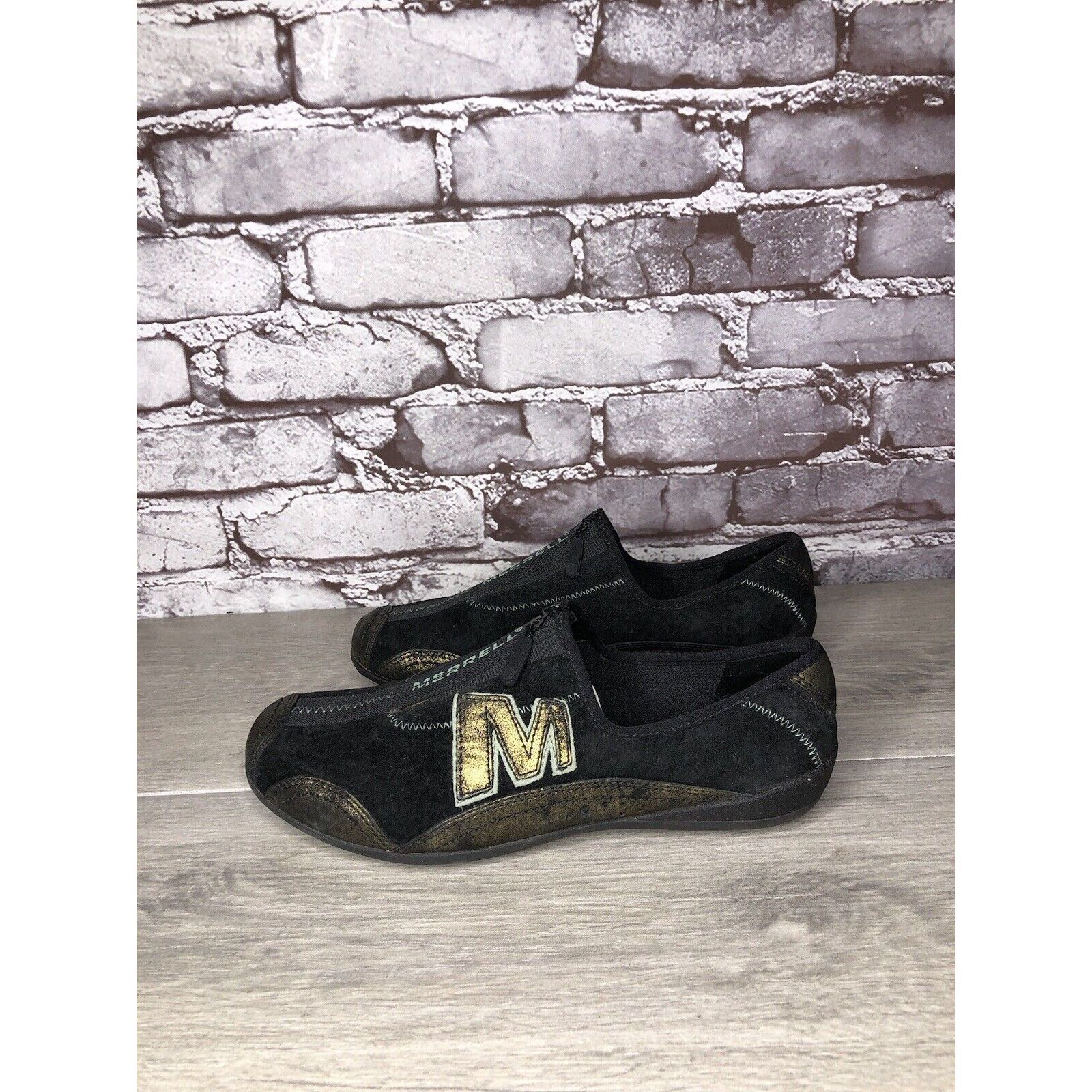 Merrell Merrell Arabesque Black Gold Mesh Front Zip Athletic Shoes W Size US 7 / IT 37 - 1 Thumbnail