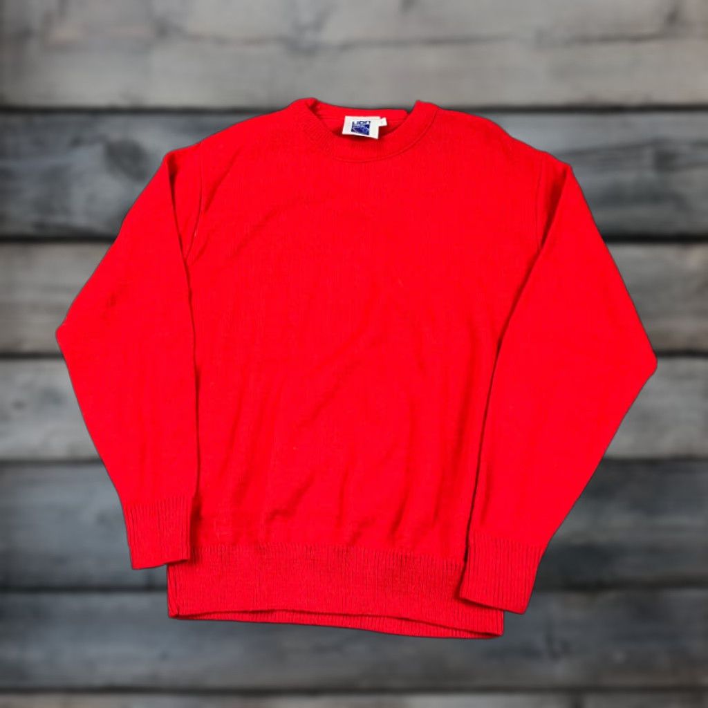 Vintage VTG 90s Lion Red Blank Pullover Sweater Adult XL USA Made Preppy Classic Dad Mens Knit Pullover Crew Neck Long Sleeve Red Vintage Style Size US XL / EU 56 / 4 - 1 Thumbnail