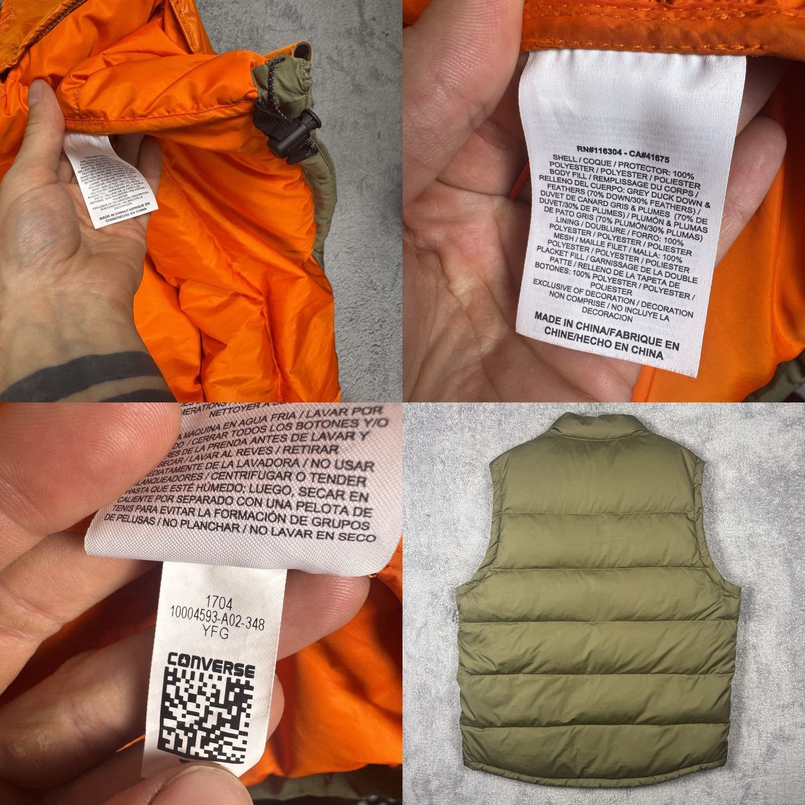 Converse Converse Vest Mens 2XL 2XL Duck Down Puffer Quilted Full Zip Olive Green Hiking Vest Mens Hoodie? Size US XXL / EU 58 / 5 - 9 Thumbnail