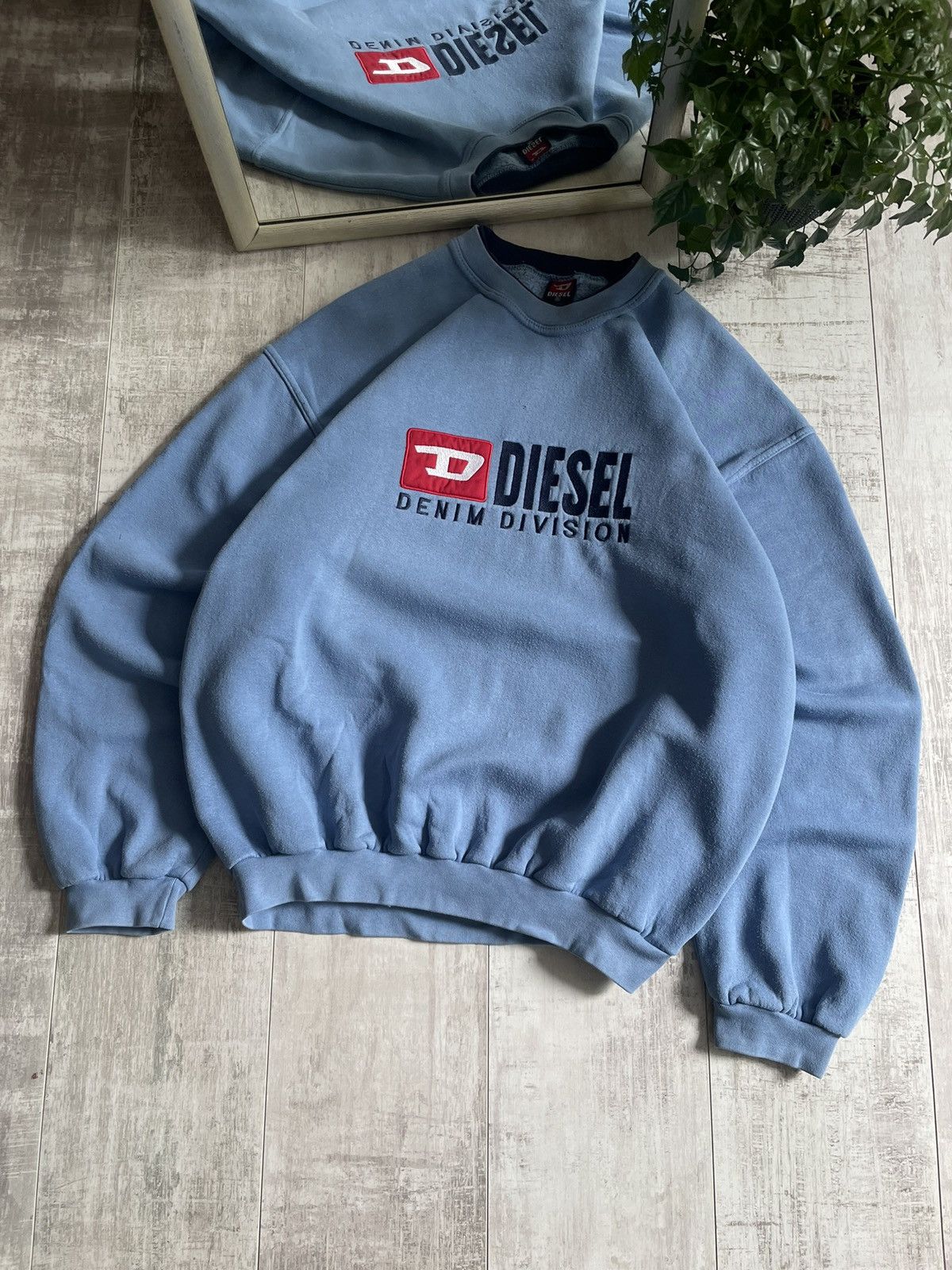 Diesel × Vintage Vintage Diesel 90’s Crewneck Y2K Sweatshirt Blue Big Logo Size US XL / EU 56 / 4 - 2 Thumbnail