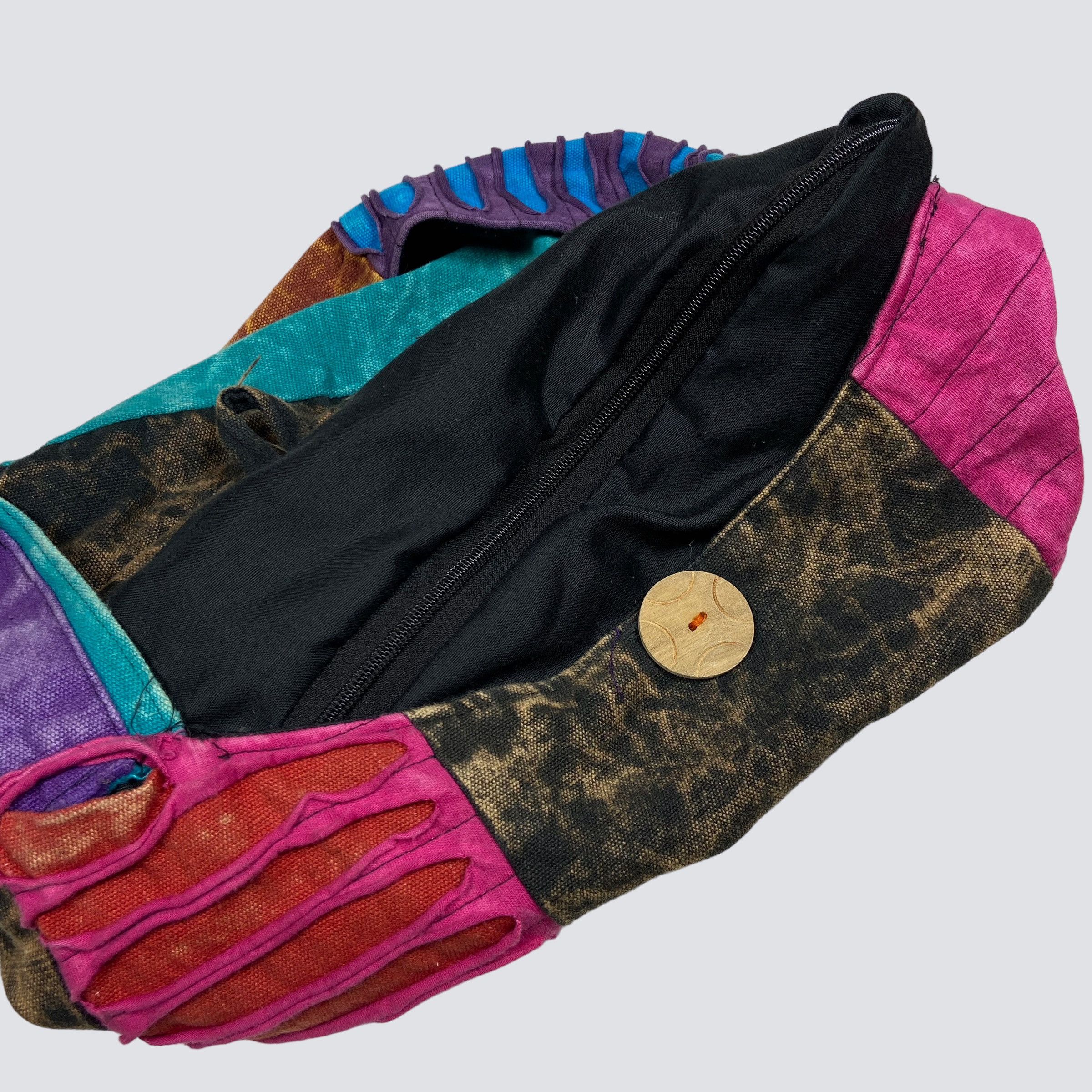 Vintage REWORKED LSD BUTTERFLY HANDMADE 1990s RASTA BAG - № 6035 Size ONE SIZE - 6 Thumbnail