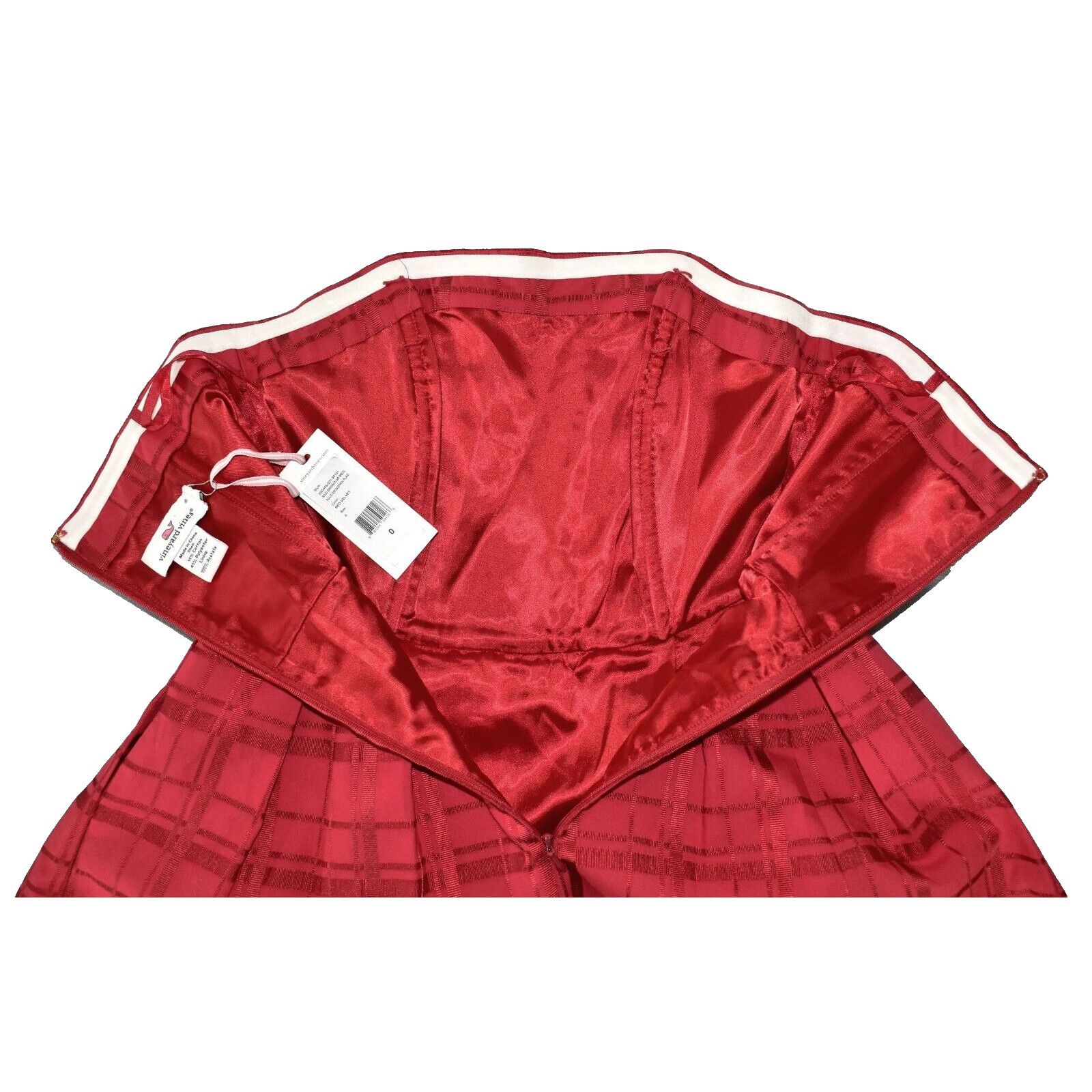 Vineyard Vines NWT VINEYARD VINES Red Velvet Grossgrain Plaid Mini Dress 0 Size XS / US 0-2 / IT 36-38 - 6 Thumbnail