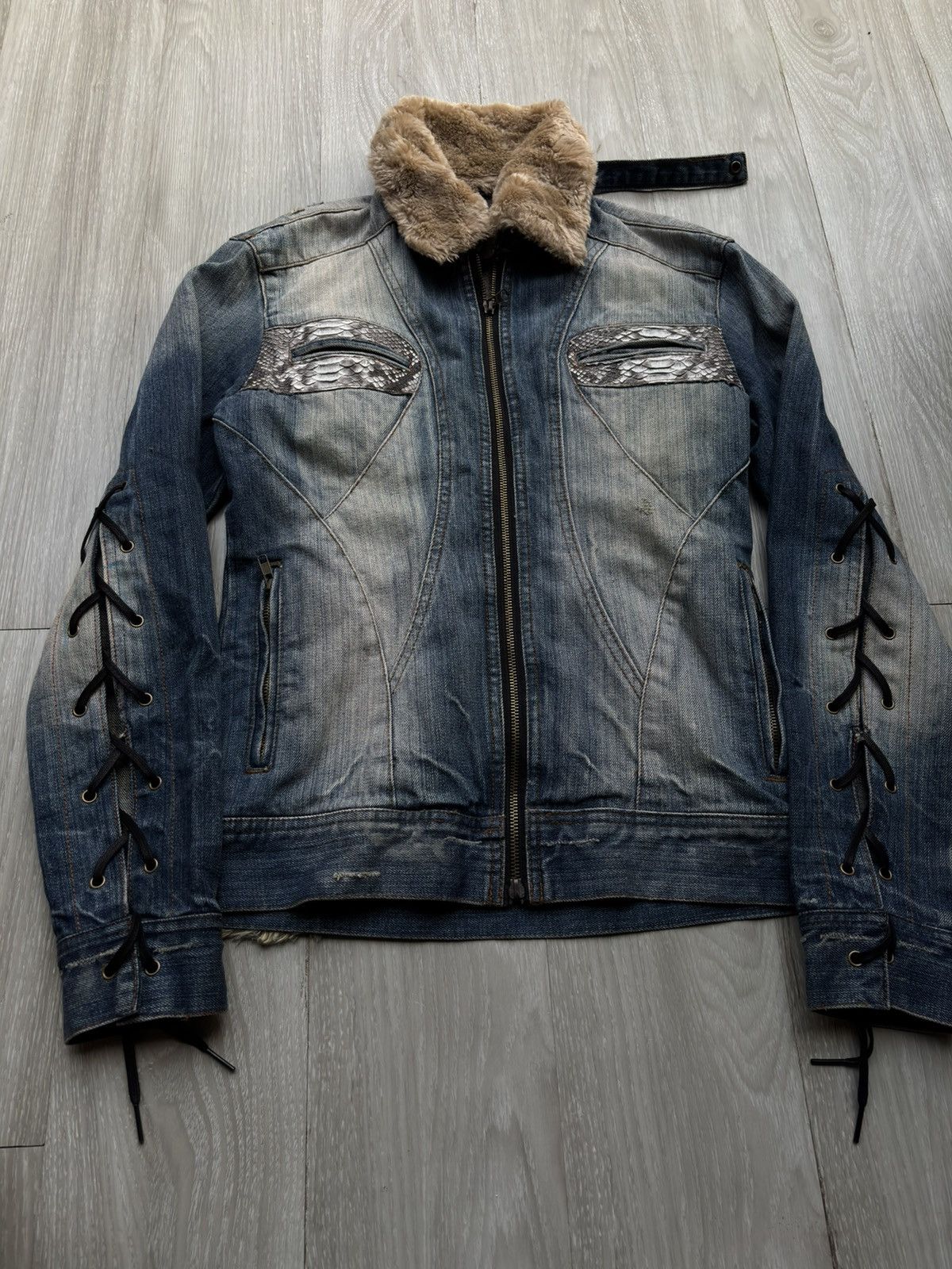 Hysteric Glamour CASVA phyton lace-up denim jacket Size US S / EU 44-46 / 1 - 2 Thumbnail