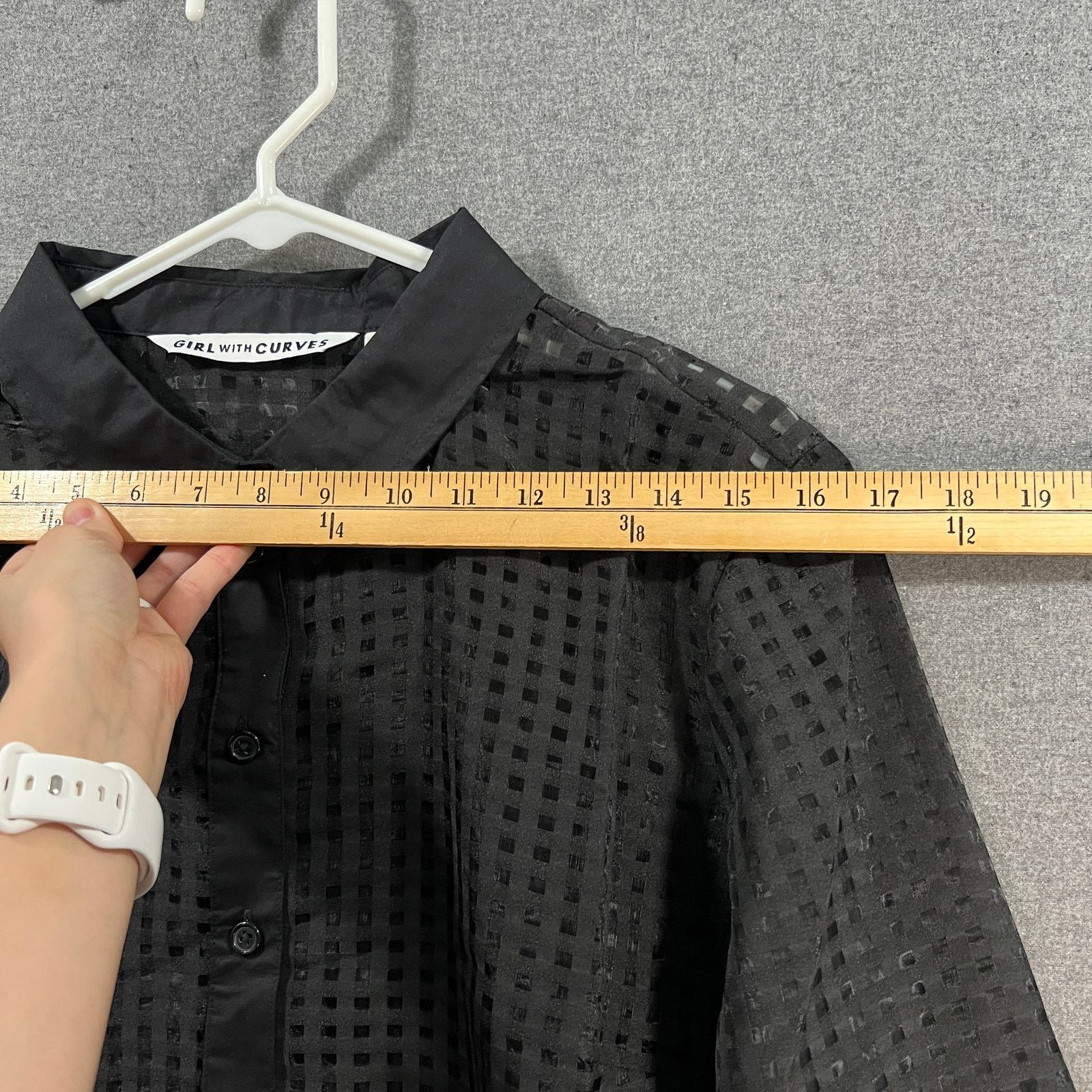 Other Girl With Curves Tonal Gingham Button-Front Shirt True Size M / US 6-8 / IT 42-44 - 6 Thumbnail