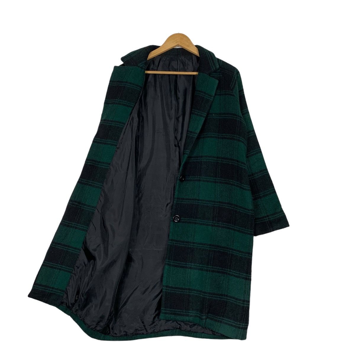Japanese Brand WORLD WIDE LOVE Green Black Checked Wool Long Coat #1130-C52 Size S / US 4 / IT 40 - 10 Thumbnail