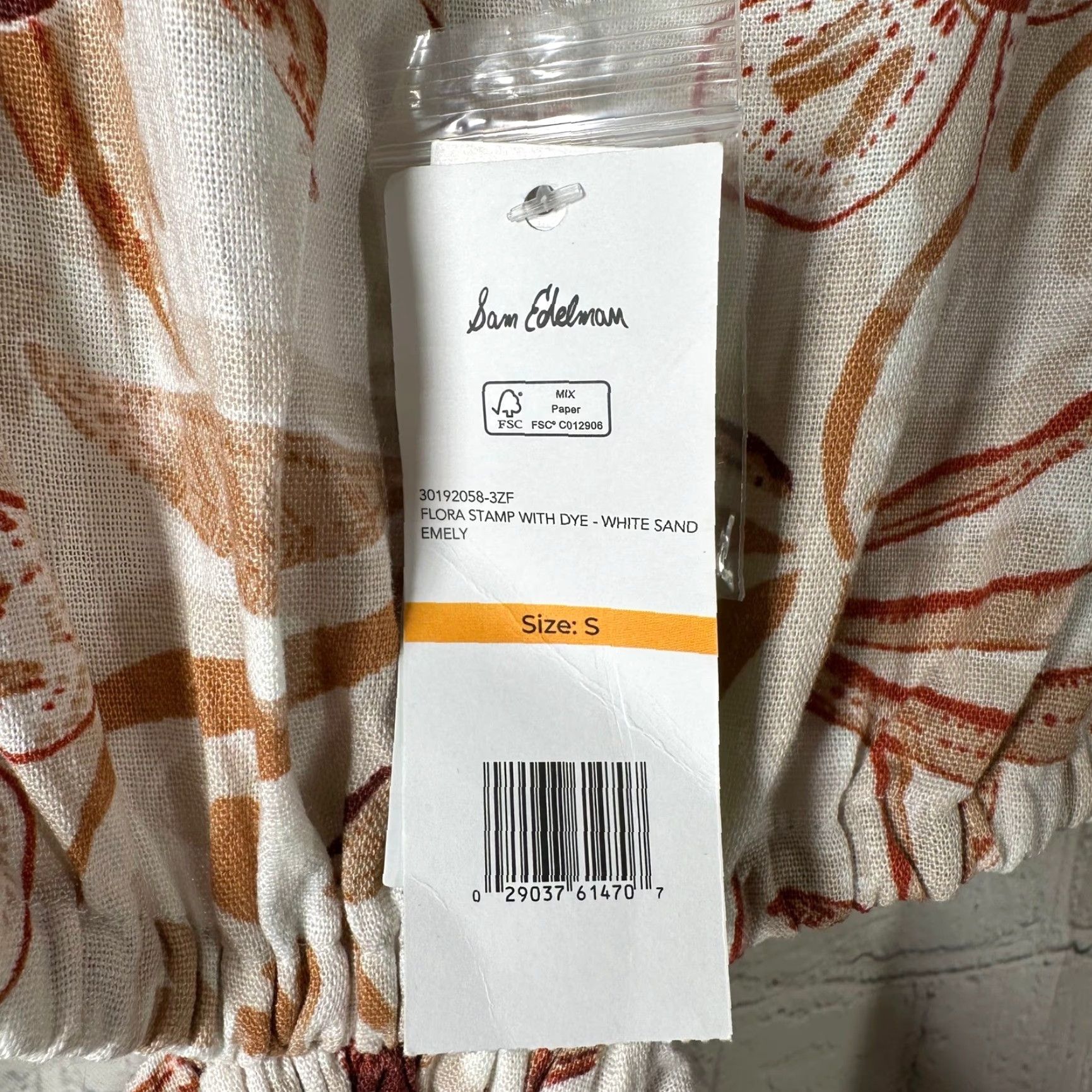 Sam Edelman Sam Edelman Mini Dress Floral Stamp White Sand V-Neck Balloon Sleeve Cut Out Backless Open Back Tie Short Dress S Multicolor Womens Small NWT Size S / US 4 / IT 40 - 4 Thumbnail