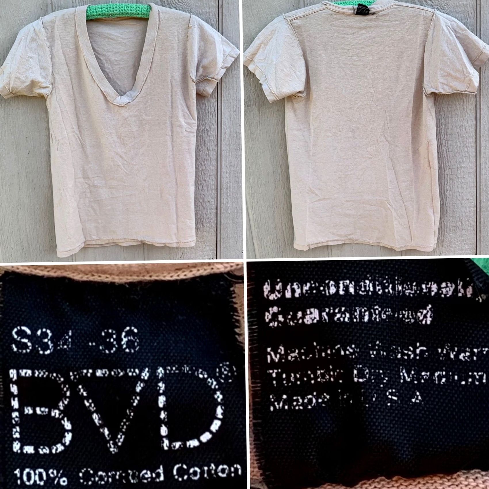 Vintage VINTAGE BVD T-Shirt V-Neck Shirt Mens Beige 34-36 100% Cotton Single Stitch USA Size S Size US S / EU 44-46 / 1 - 6 Thumbnail