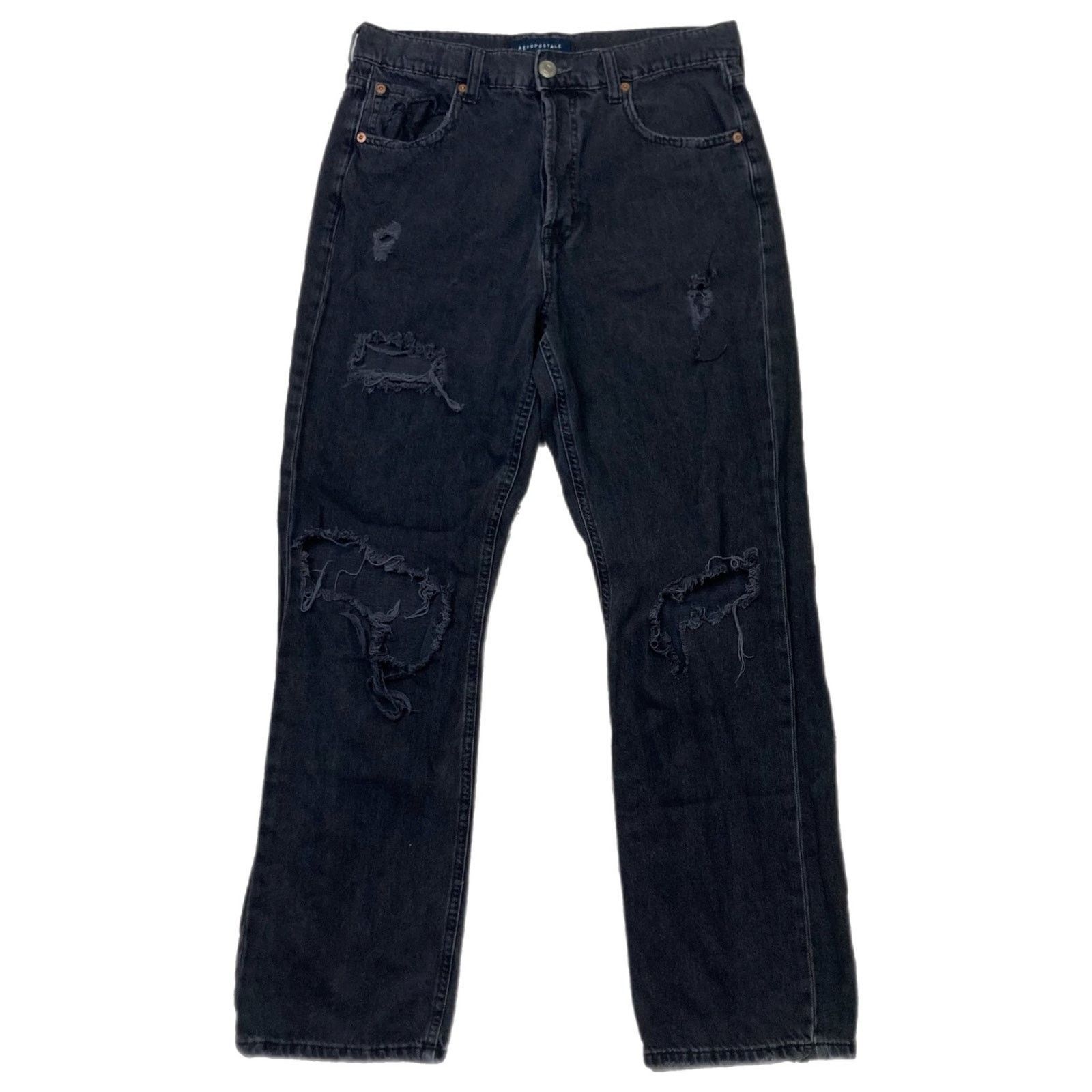 Aeropostale Aeropostale Ripped Black 90s Baggy Ripped Jeans Size US 31 - 1 Thumbnail