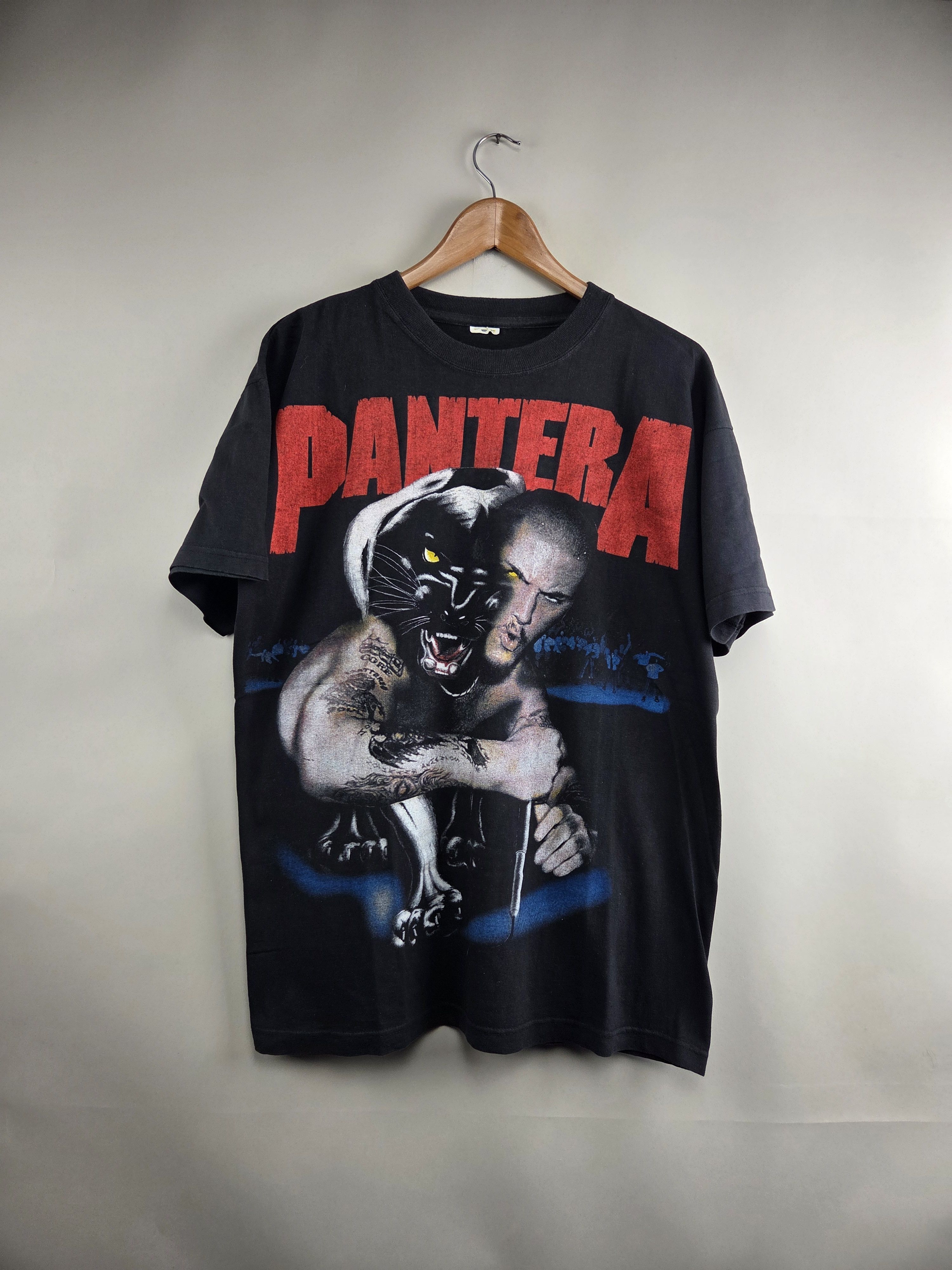 Band Tees × Vintage 90s Pantera Black Panther Metal tee XL 22.5" 28.5" Size US XL / EU 56 / 4 - 6 Thumbnail