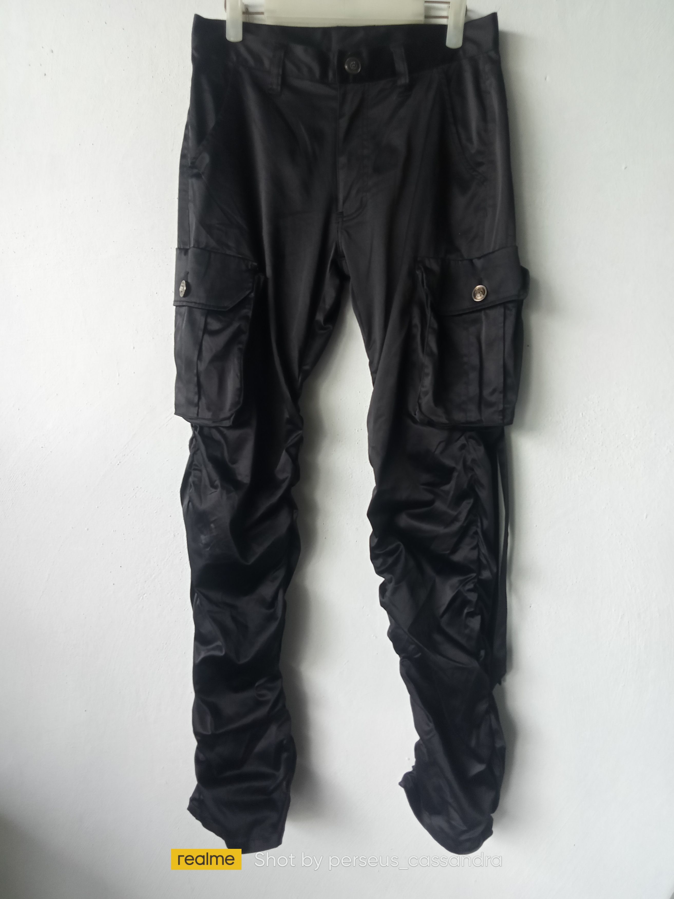 Japanese Brand Saucy Cool Stacked Black Stretch Cargo Pants Size US 30 / EU 46 - 1 Thumbnail