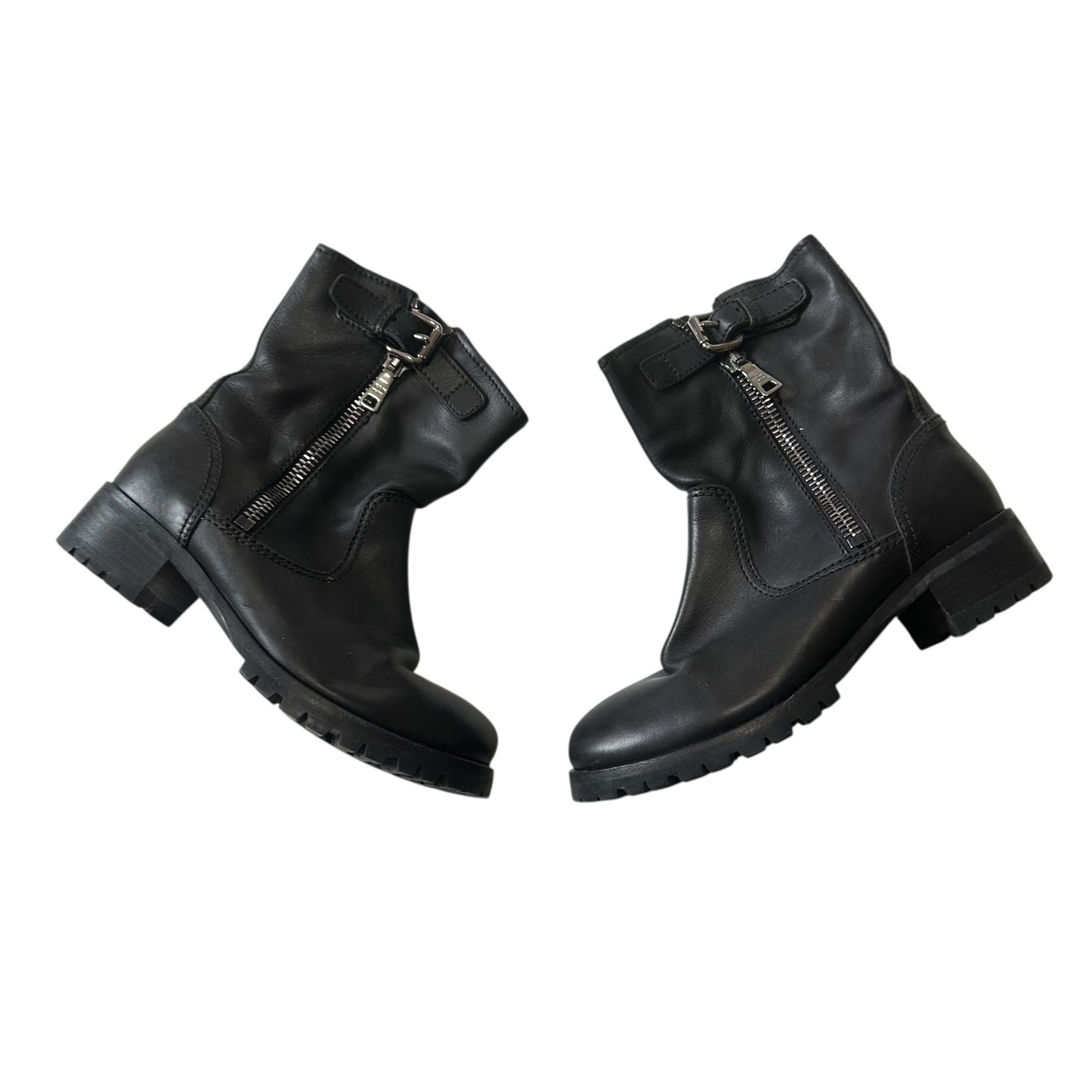 Prada Prada Biker Boots Black Leather Lug Sole Ankle Boots EU 38.5 Size US 8.5 / IT 38.5 - 14 Thumbnail