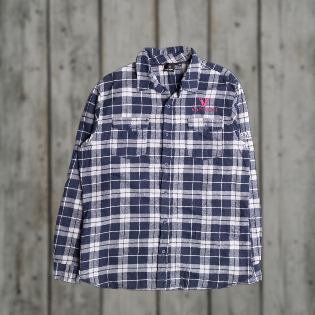 Burnside VINTAGE Burnside Shirt Blue Plaid Flannel X-Large Button-Up Workwear Adults Mens Size US XL / EU 56 / 4 - 1 Thumbnail