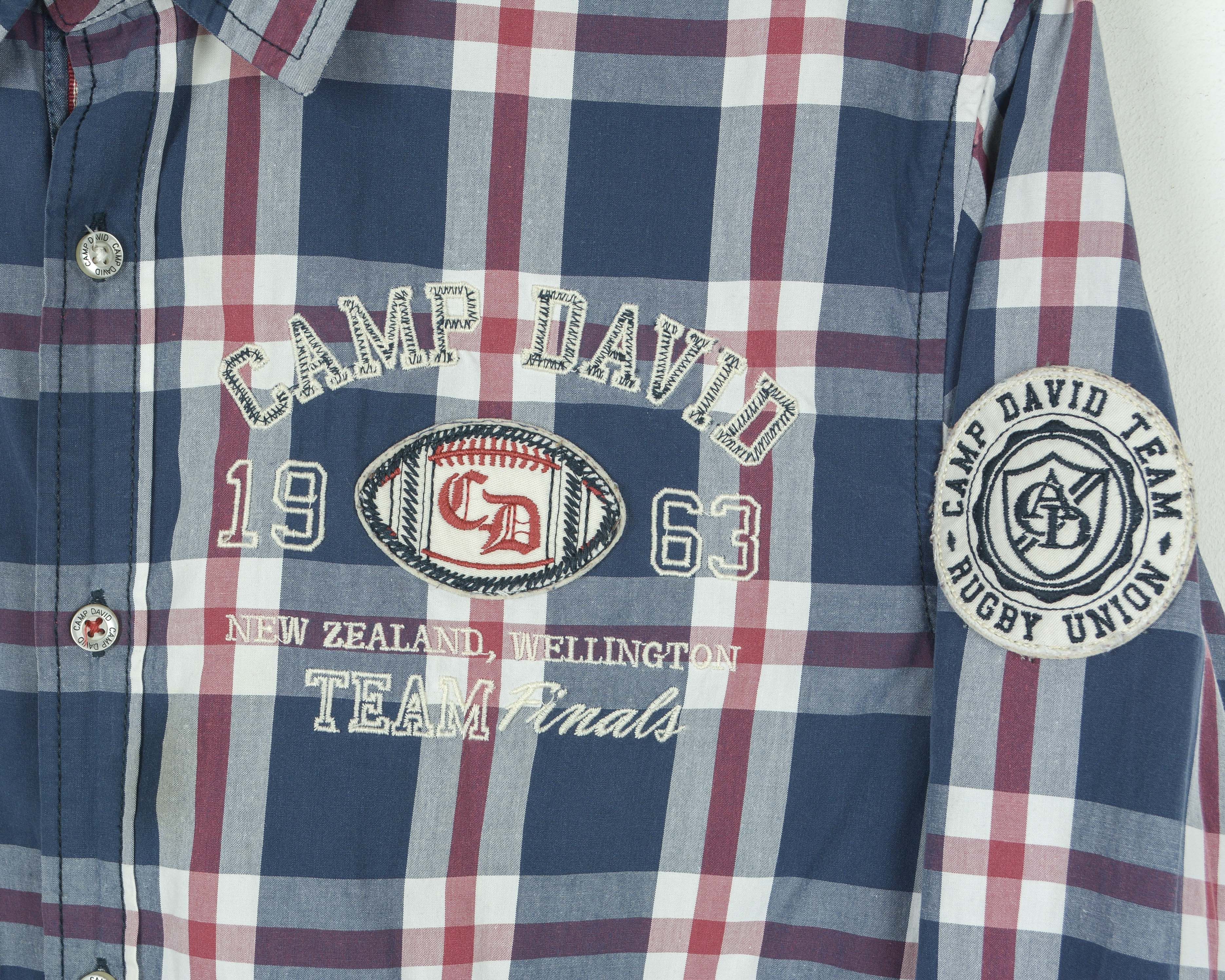 Camp David Button Up Shirt NZ Wellington Rugby Check Plaid Embroidered Size US L / EU 52-54 / 3 - 3 Thumbnail