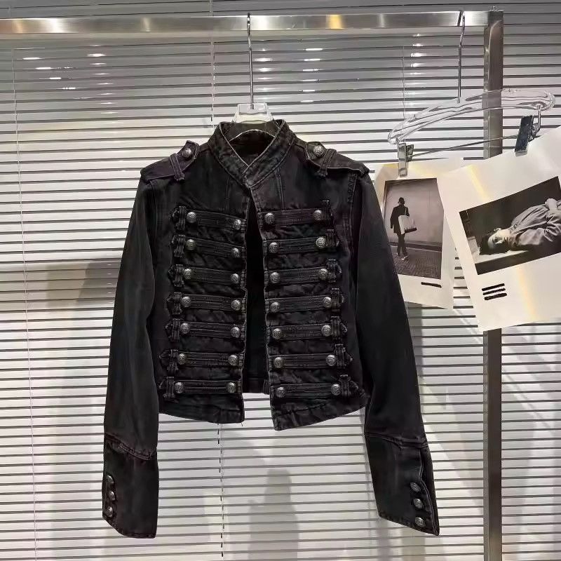 Japanese Brand Vintage Military-Inspired Denim Jacket – Bold, Structured Size US S / EU 44-46 / 1 - 1 Thumbnail