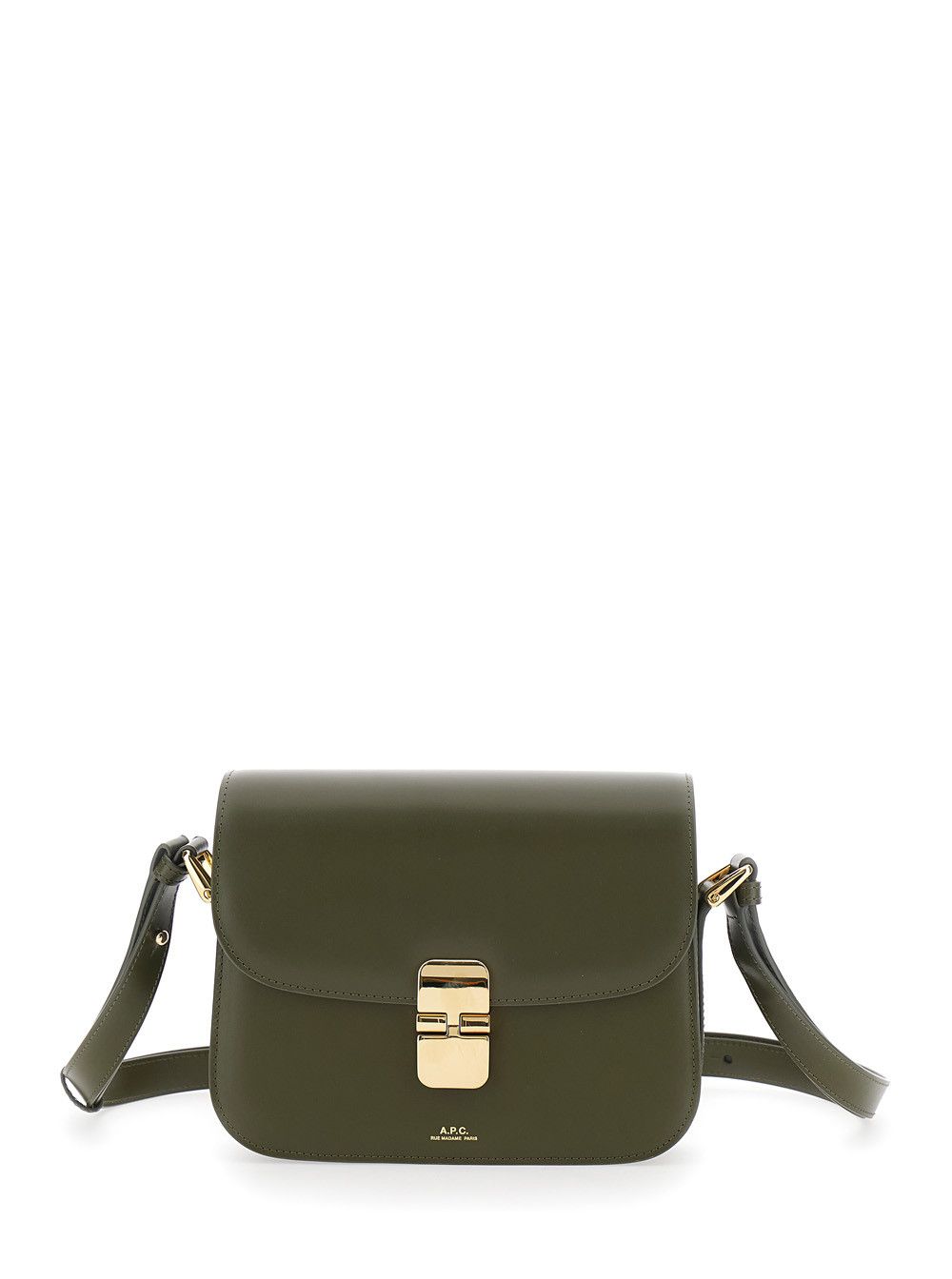 A.P.C. 'Grace' Green Crossbody bag Small with Adjustable Strap and Logo Lettering Embossed on the Front in Leather for Women Size ONE SIZE - 1 Thumbnail