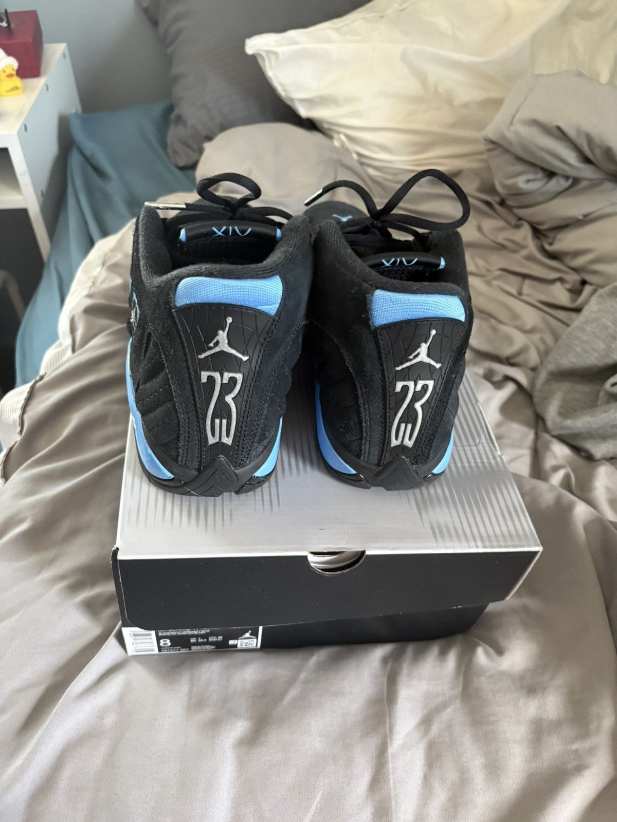 Jordan Brand Jordan Air Jordan 14 Retro 2026 Black University Blue Suede Size US 8 / EU 41 - 2 Thumbnail