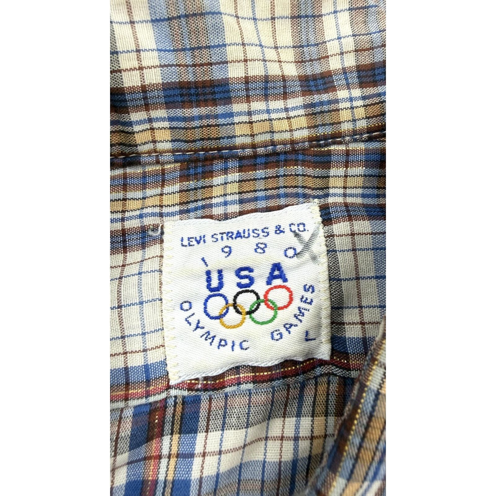 Levi's VINTAGE Levi's Shirt Mens Large Plaid Button-Down Made in USA 1980 Olympic Sports USA 80s Men’s L? Size US XL / EU 56 / 4 - 5 Thumbnail