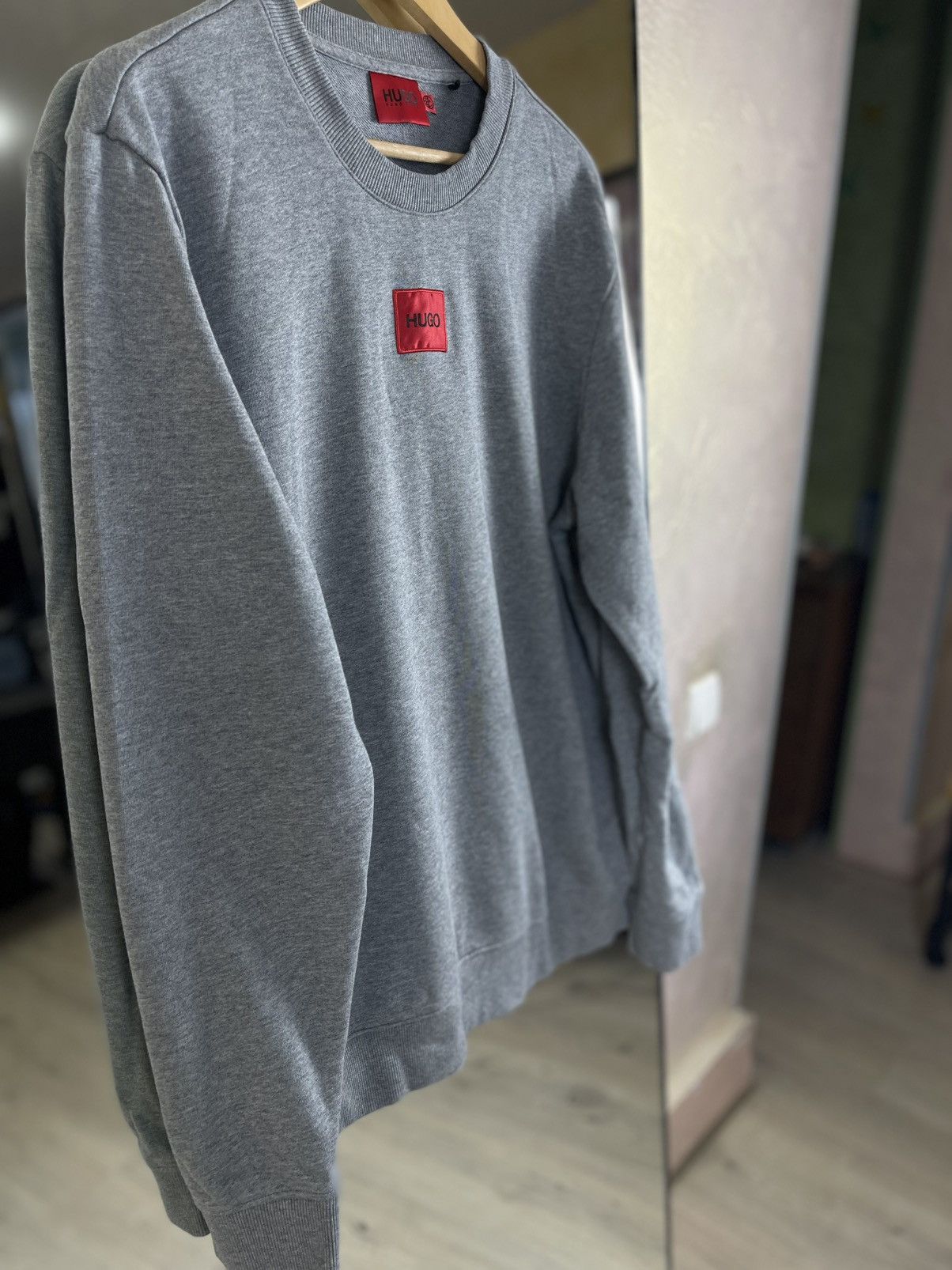 Hugo Boss HUGO Red Patch Diragol 212 Premium Cotton Grey Sweatshirt Size US XL / EU 56 / 4 - 4 Thumbnail