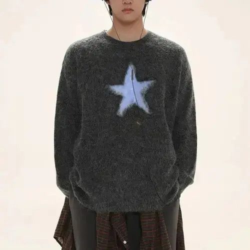 Aran Isles Knitwear Y2k Clothes Men Oversized Star Sweater Black Size US M / EU 48-50 / 2 - 1 Thumbnail