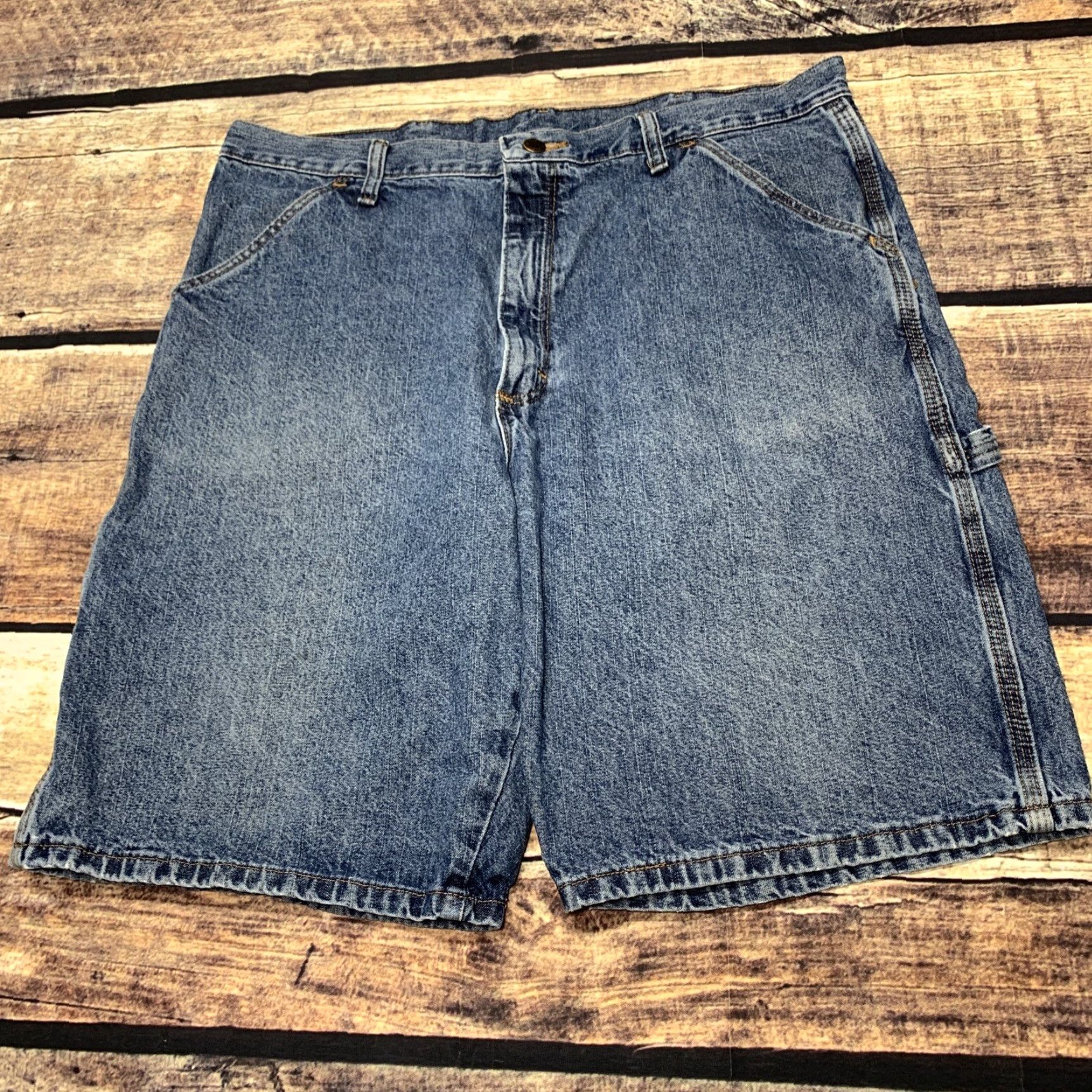 Denime Rustler Denim Jean Carpenter Shorts 100% Cotton Size 36 Work Cargo workwear Verical? Size US 44 / EU 60 - 2 Thumbnail