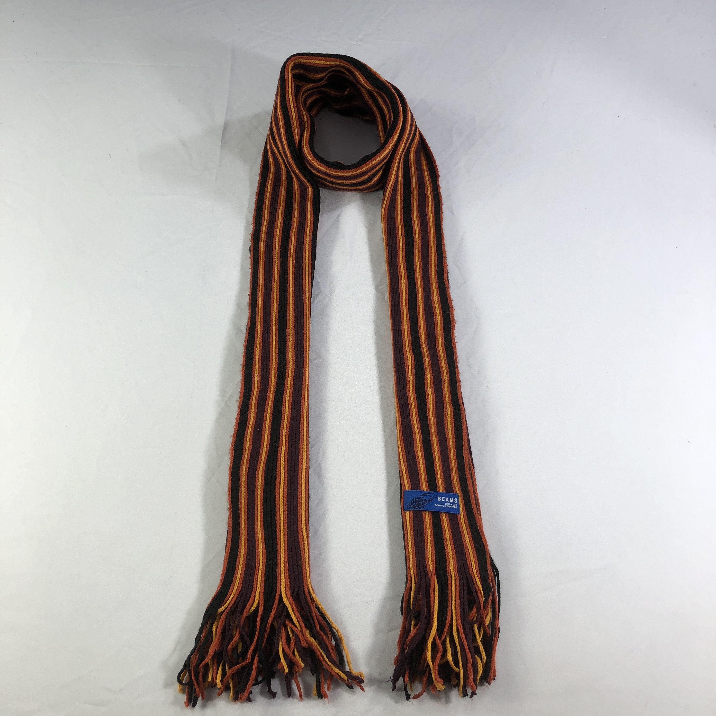 Beams Plus Beams Striped Knit Wool Scarf Muffler V1482 Size ONE SIZE - 1 Thumbnail