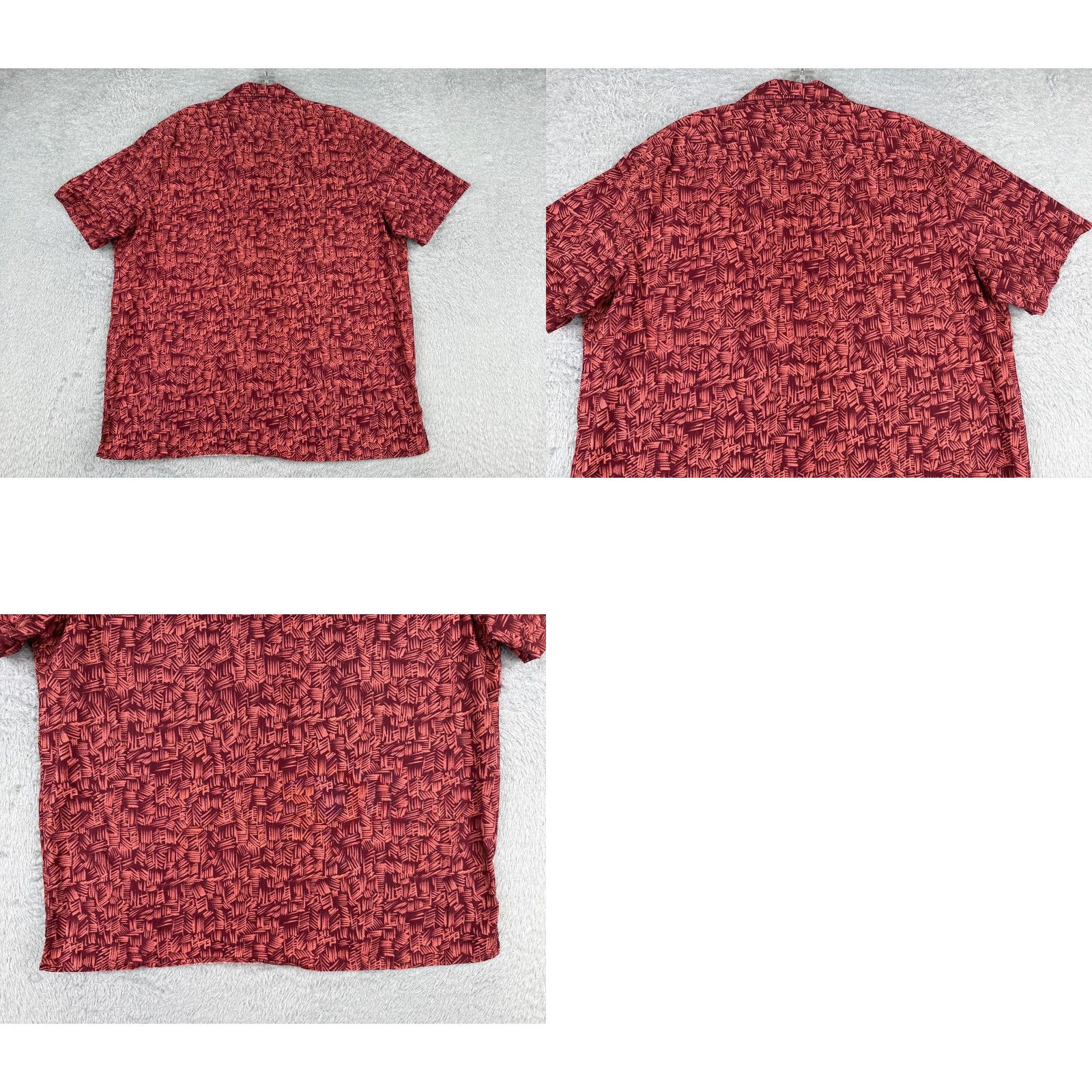 Vintage Abound Shirt Men's Hawaiian Geometric Button-Up Short Sleeve Red Adult Large Rayon Blend Size US L / EU 52-54 / 3 - 9 Thumbnail