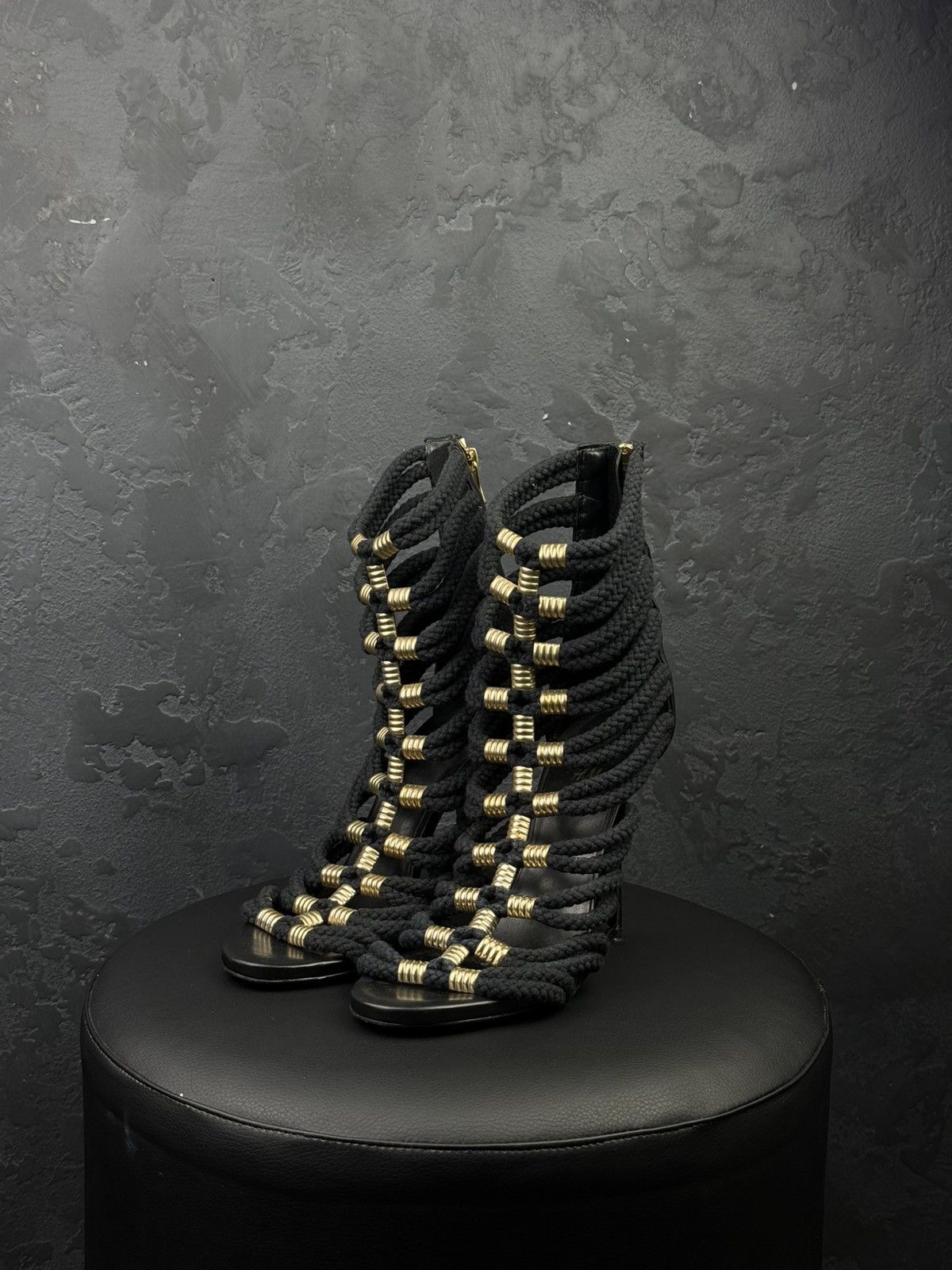 Balmain Balmain H&M Black Gladiator Rope High Heel Women Shoes Size US 9 / IT 39 - 1 Thumbnail