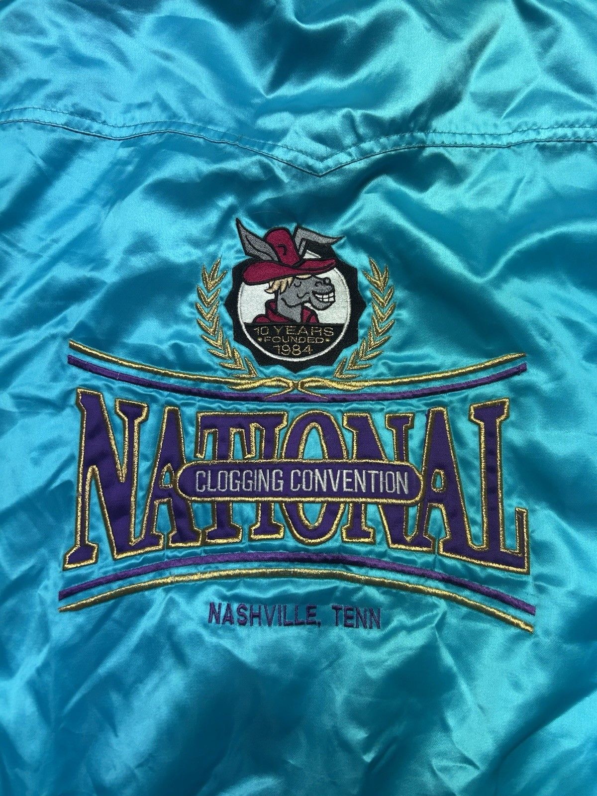 Vintage Satin bomber jacket national clogging convention bluegras XL Size US XL / EU 56 / 4 - 2 Thumbnail