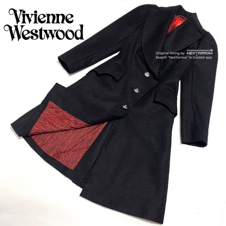 Vivienne Westwoodblack Wool Long Coat Jacket Size 38i, Women's (Size Xs)