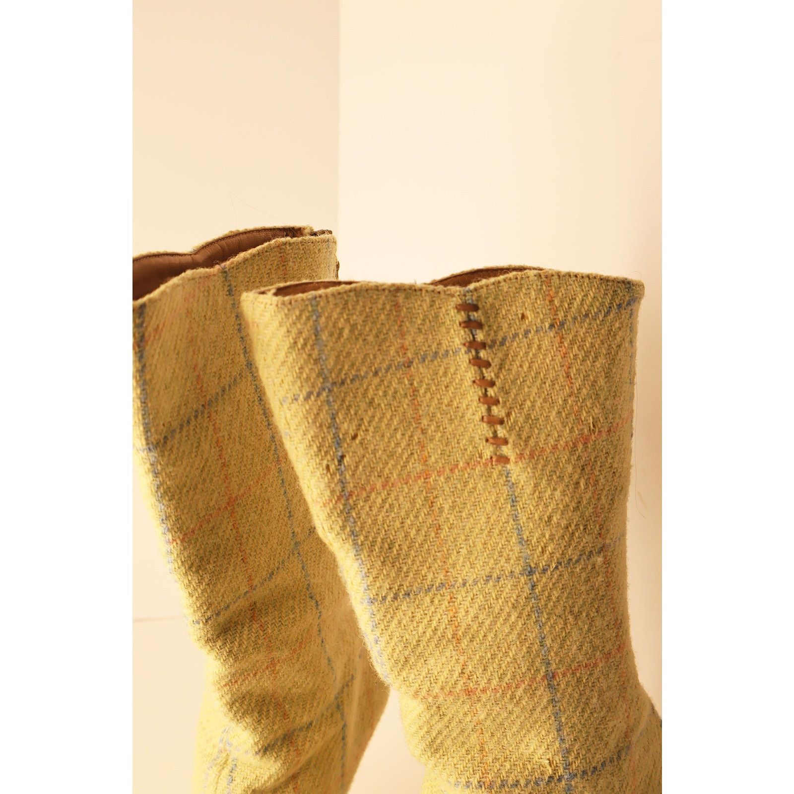 Jimmy Choo Vintage Jimmy Choo Y2K Green Wool Plaid Boots Size US 7.5 / IT 37.5 - 3 Thumbnail