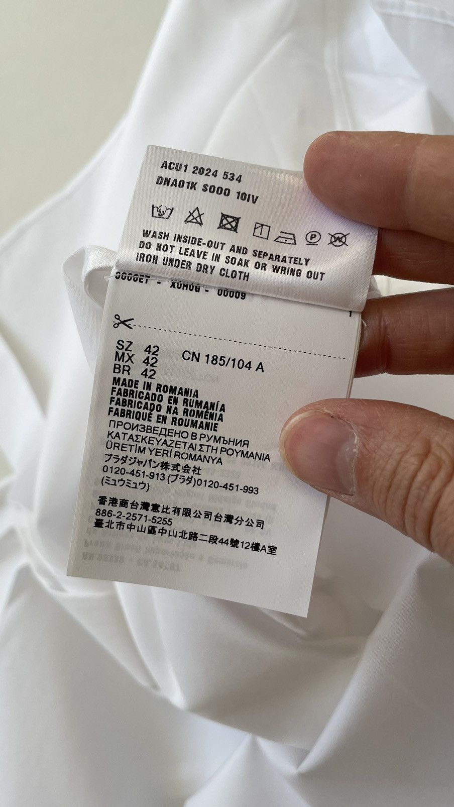 Prada S/S 24 White Cotton Officer Utility Shirt Size US L / EU 52-54 / 3 - 9 Thumbnail