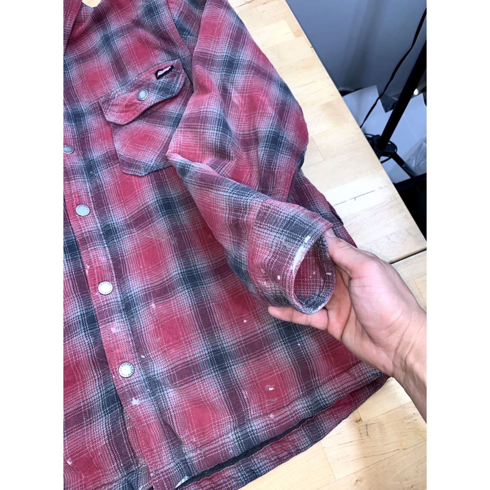 Dickies VINTAGE Dickies Jacket Men L Red Plaid Sherpa Lined Flannel Workwear Distress 13045 Size US L / EU 52-54 / 3 - 5 Thumbnail