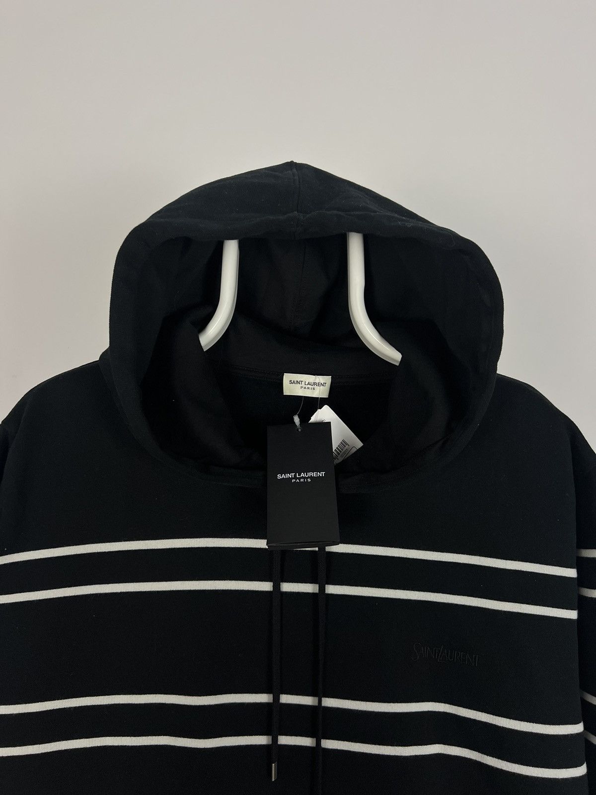 Designer × Saint Laurent Paris × Yves Saint Laurent Saint Laurent Striped Cotton Hoodie Size US L / EU 52-54 / 3 - 9 Thumbnail