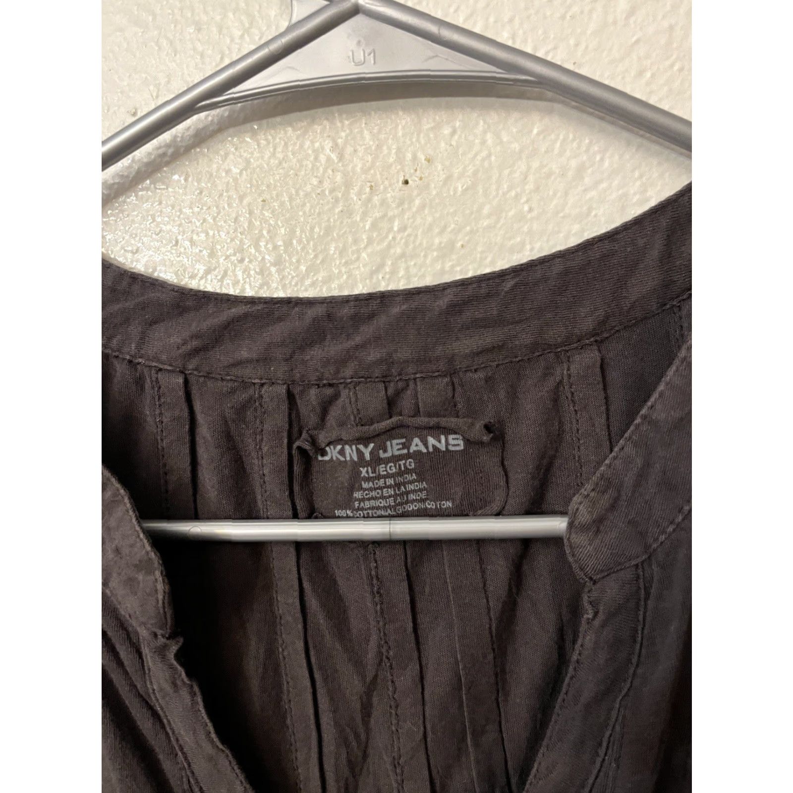 DKNY DKNY Jeans Sleeveless T-Shirt Women XL Brown Henley Ruched Shirt 24.0 inches Sleeveless T-Shirt Size XL / US 12-14 / IT 48-50 - 2 Thumbnail
