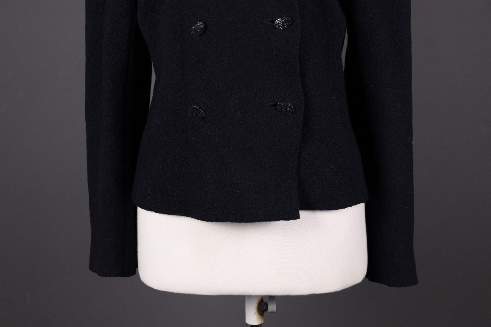 Designer Indies France Wool Black Boiled Wool Coat Jacket Size 2 Size XS / US 0-2 / IT 36-38 - 3 Thumbnail