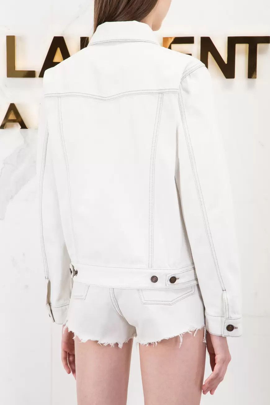 Saint Laurent Paris o1bcso1str1124 Boyfriend Jacket in Off White Size L / US 10 / IT 46 - 3 Thumbnail