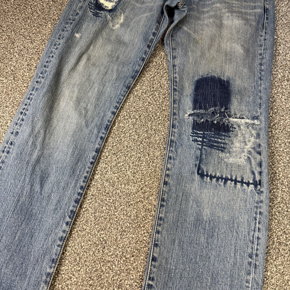 Undercover × Uniqlo 🔥🇯🇵 Vintage 90s Uniqlo Distressed Aging Wash Denim Size 32" / US 10 / IT 46 - 5 Thumbnail