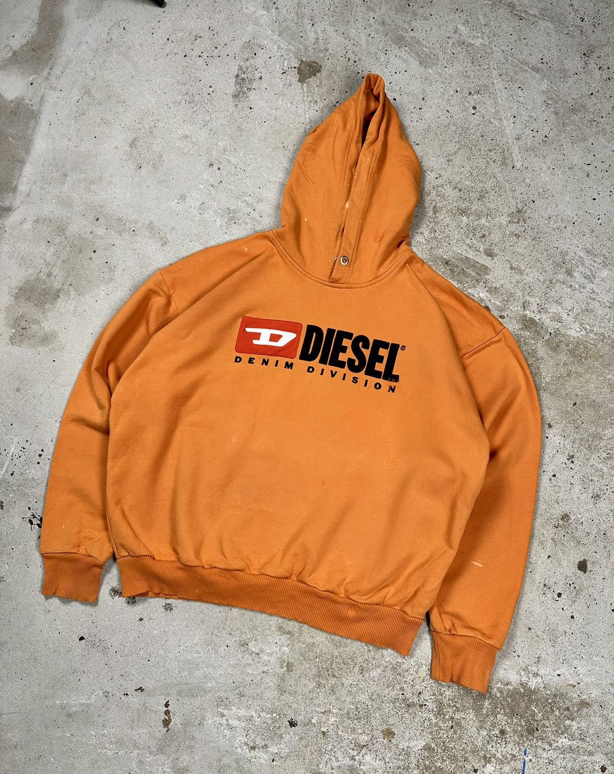 Diesel × Vintage Vintage Diesel Big Logo Reworked Boxy Orange Hoodie Size US L / EU 52-54 / 3 - 17 Thumbnail