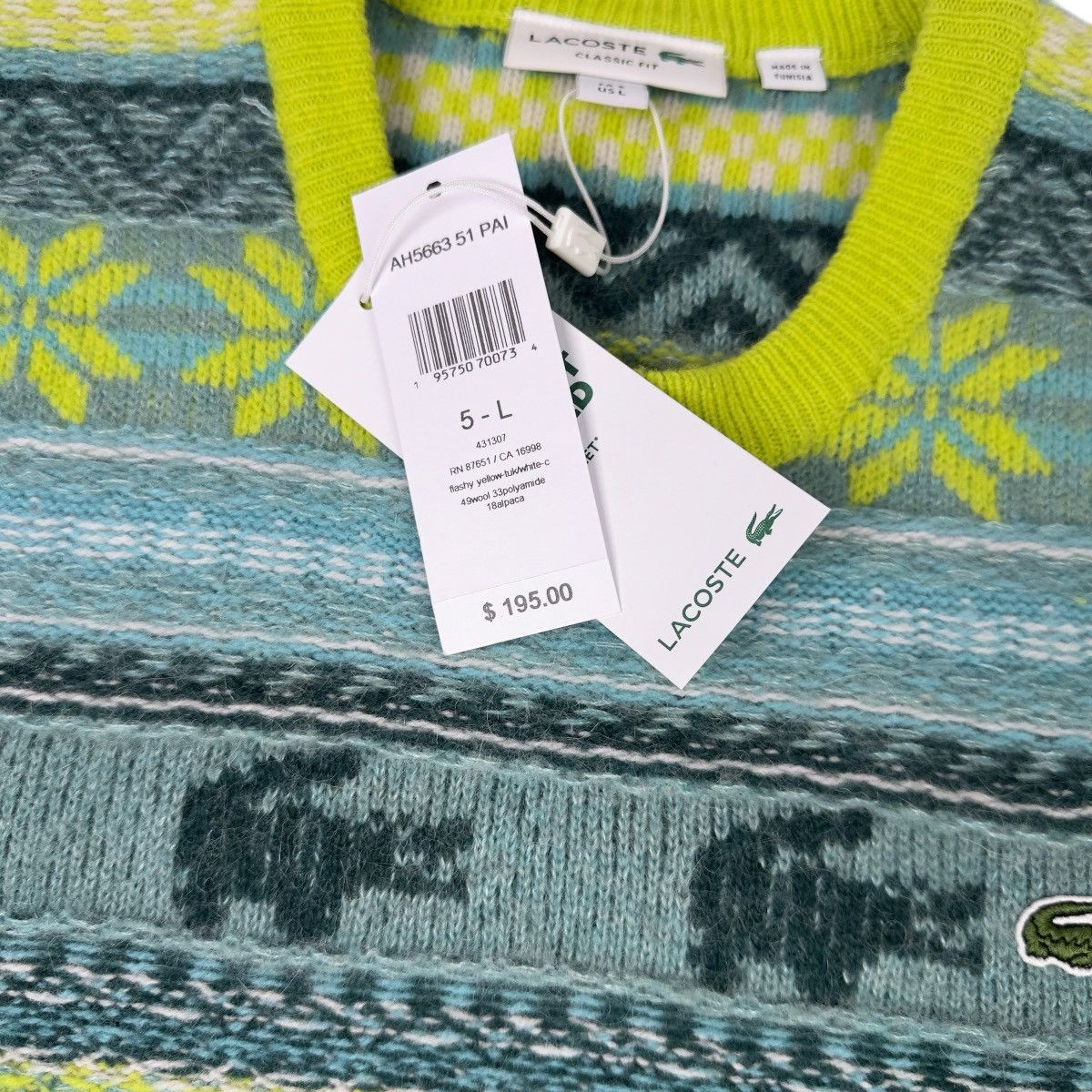 Lacoste Lacoste Fair Isle Sweater Large Wool Alpaca Knit Unisex NWT Size US L / EU 52-54 / 3 - 3 Thumbnail