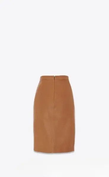 Saint Laurent Paris o1s1wg110225 760864 Pencil Skirt in Lambskin in Brown Size 27" / US 4 / IT 40 - 3 Thumbnail