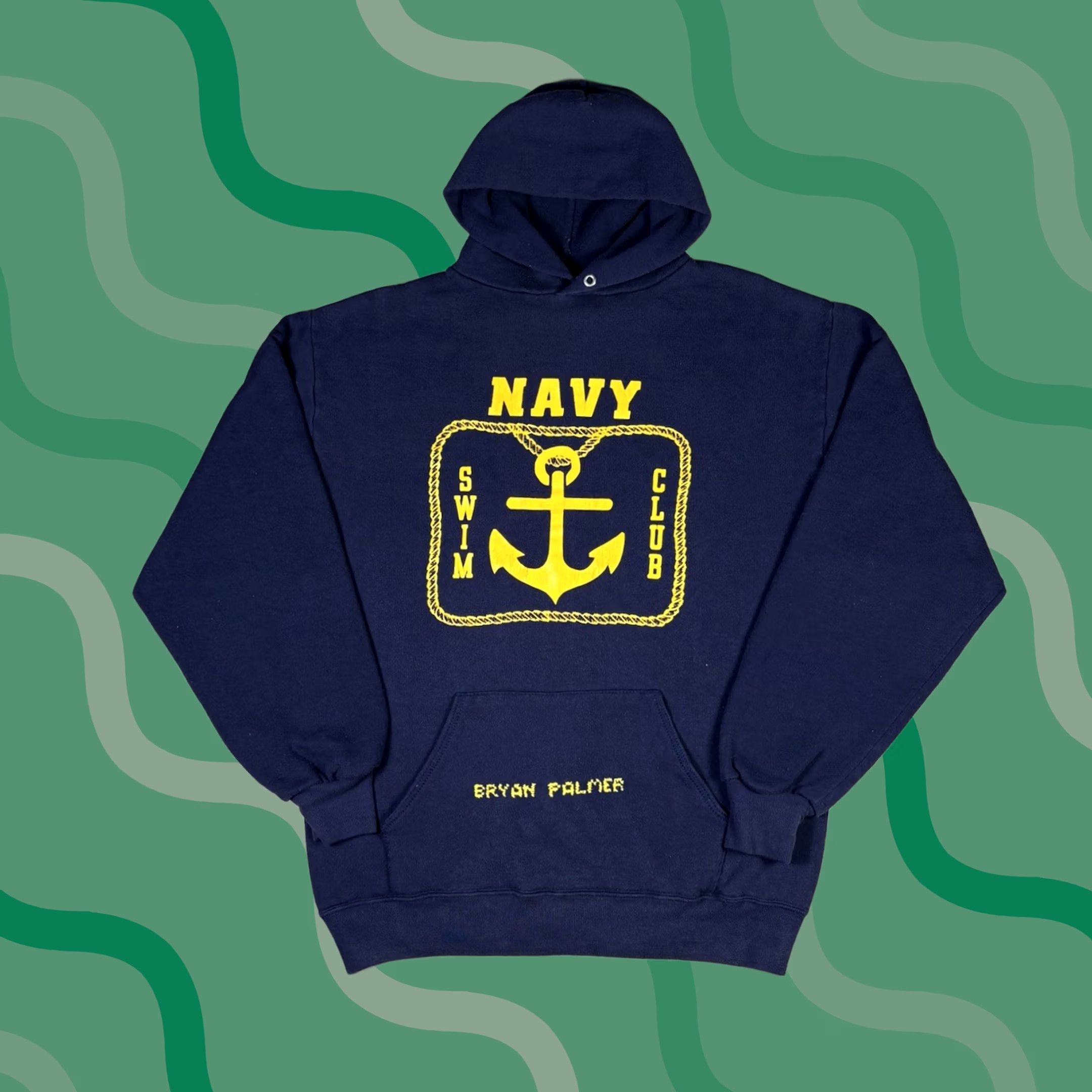 Jerzees VINTAGE Navy Swim Club Hoodie Military USA Navy Blue Adult XL 80s Size US XL / EU 56 / 4 - 1 Thumbnail